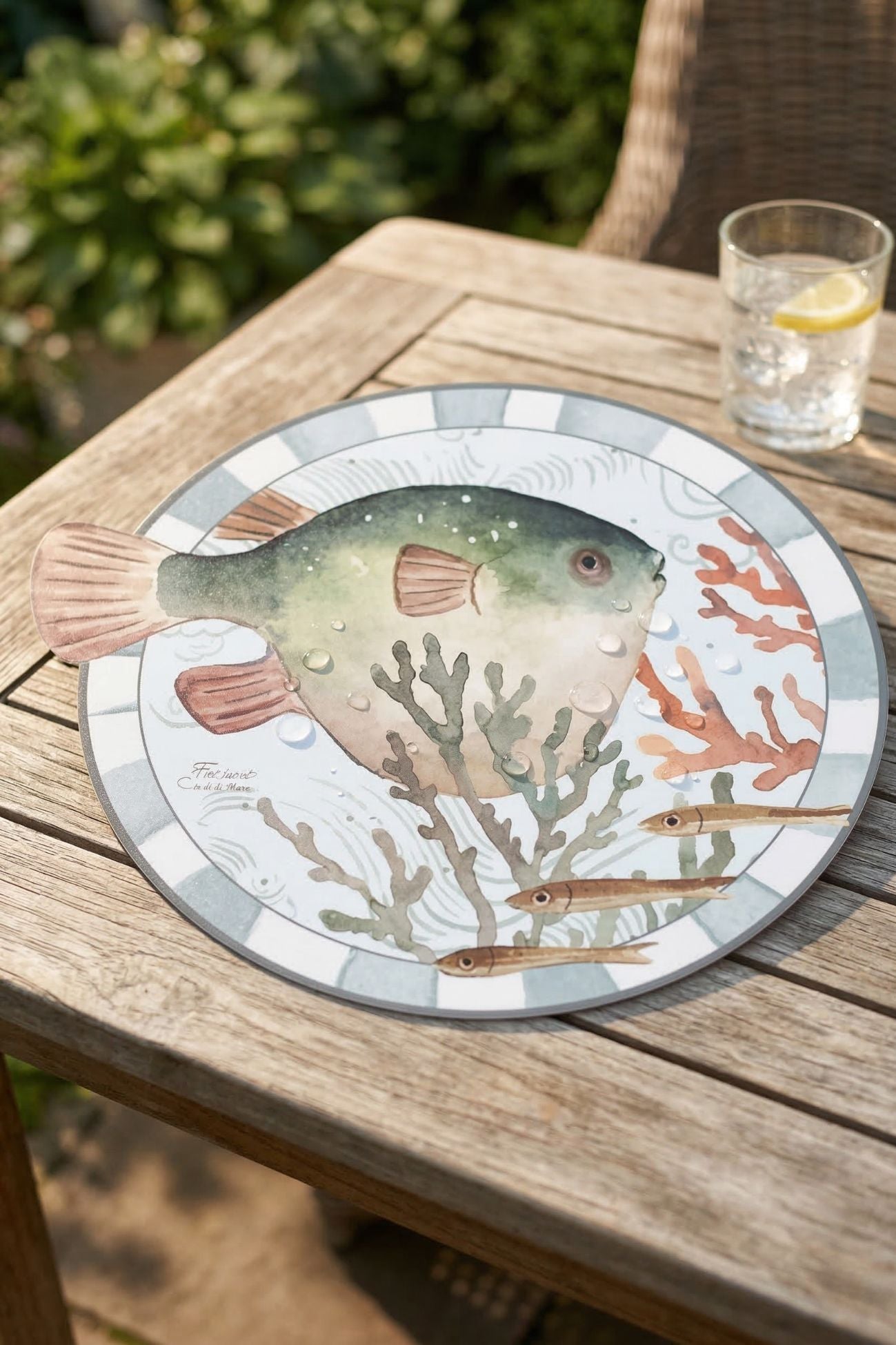 Verde Riviera Tovaglietta Vinile Pesce Palla