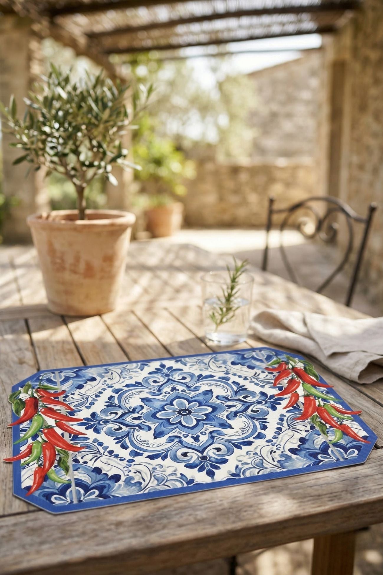 Vietri Tovaglietta Vinile Peperoncini Blu