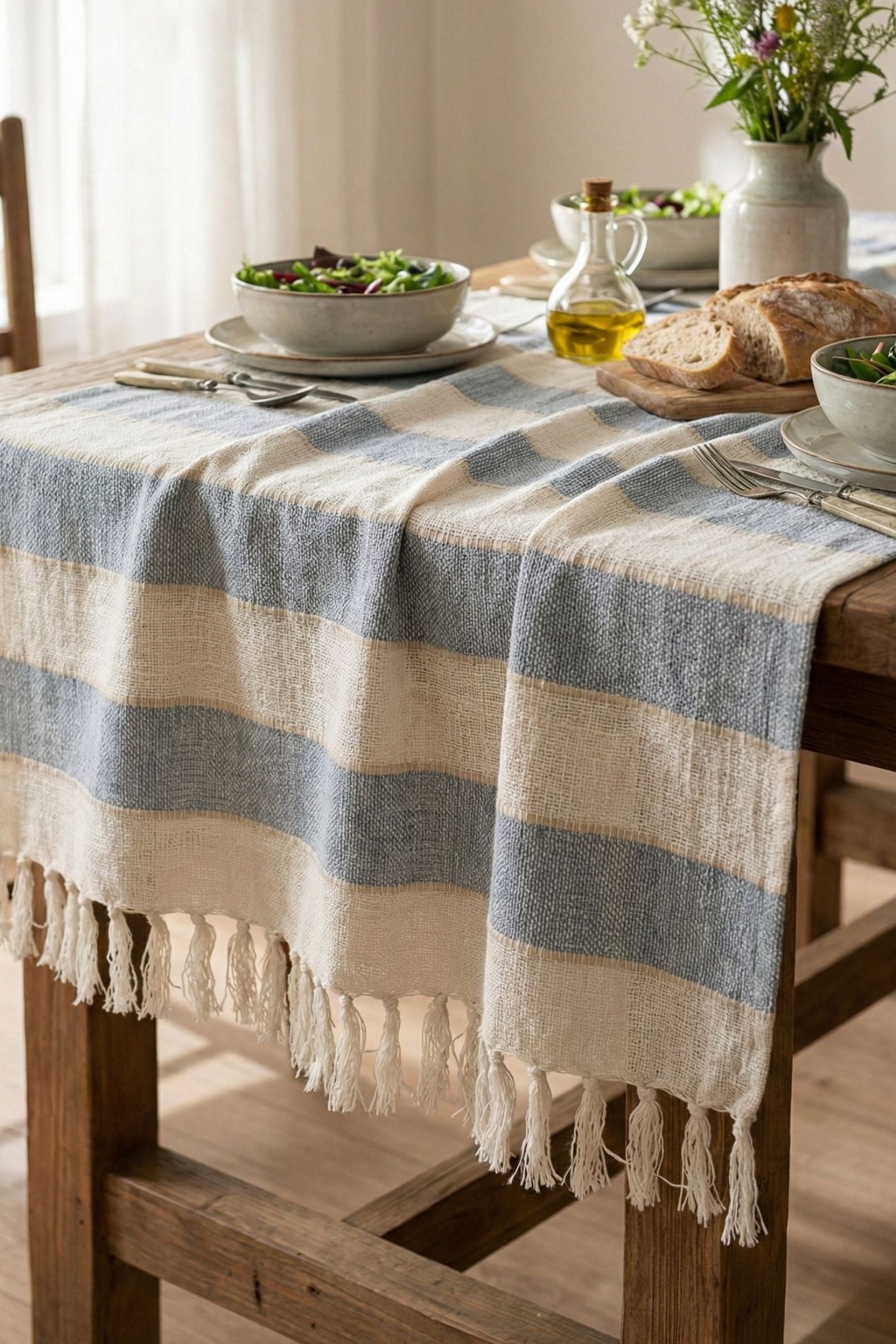 Righe Toscane Copritutto Azzurro