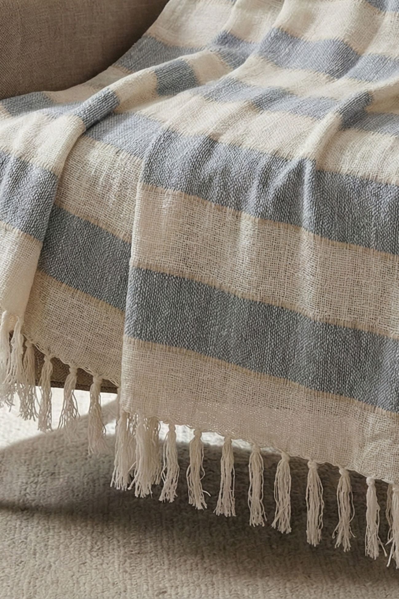 Righe Toscane Copritutto Azzurro