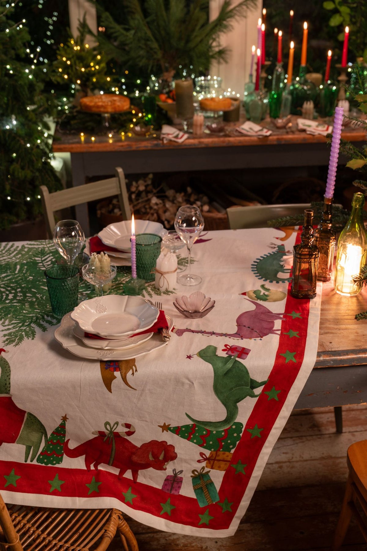Jurassic Xmas Tablecloth