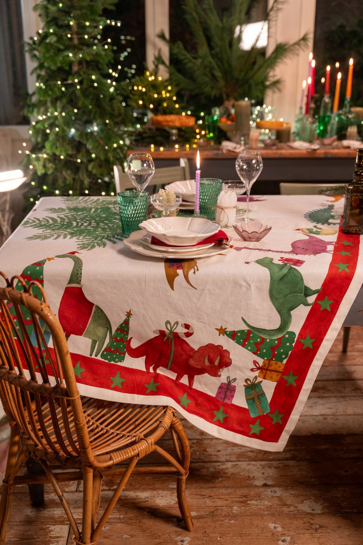 Jurassic Xmas Tablecloth