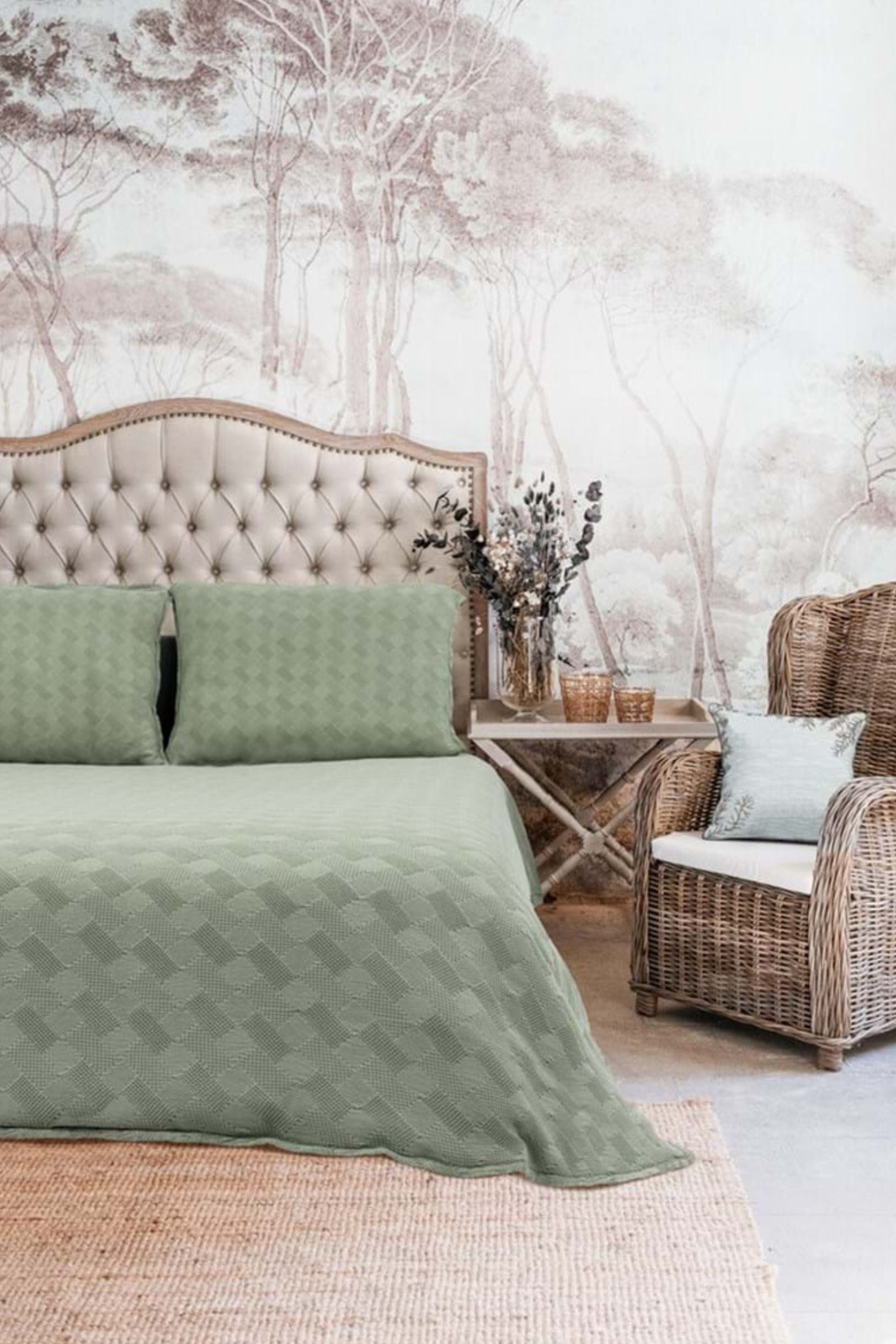 Mosaico Copriletto Verde