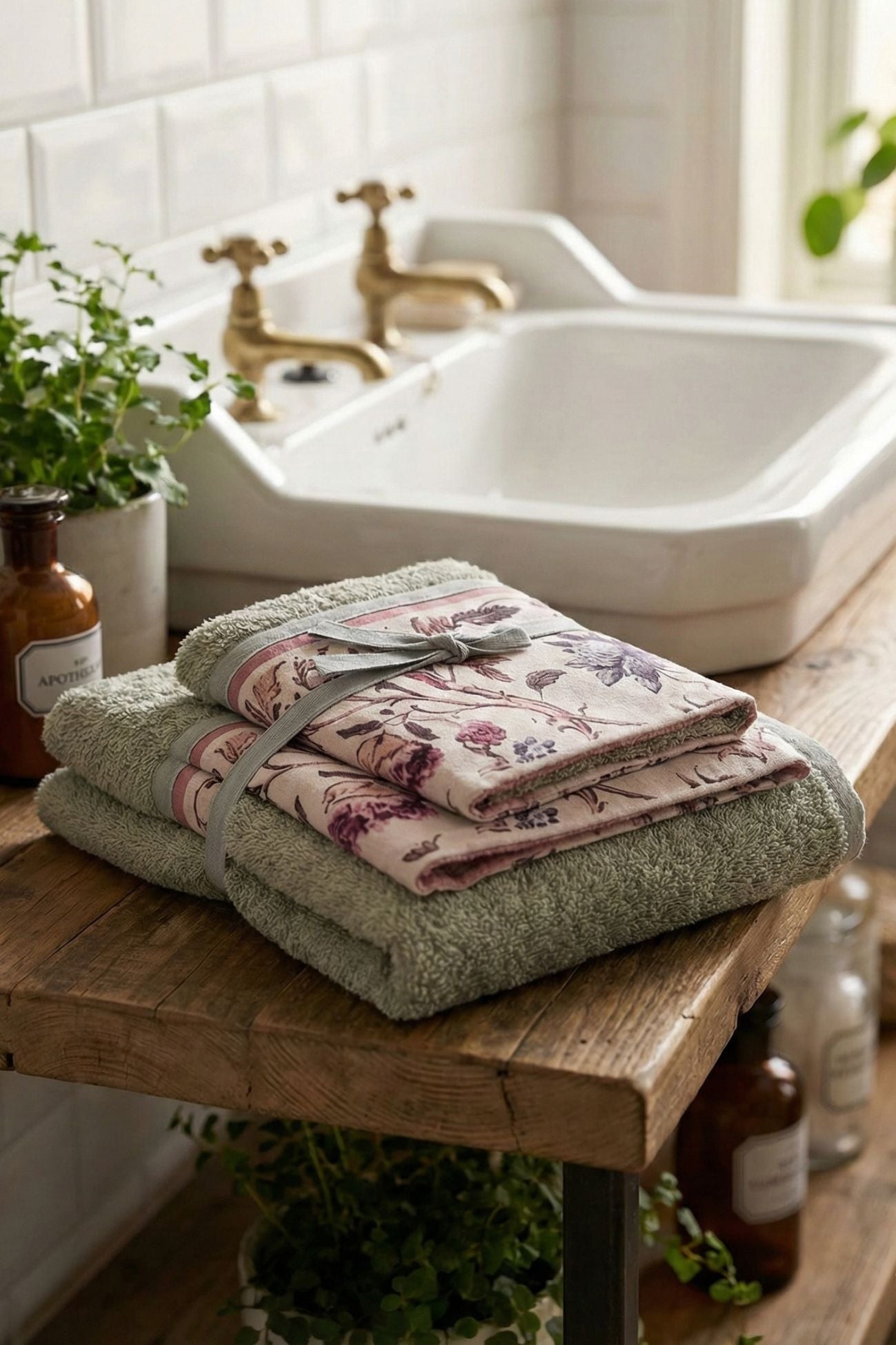 Mocha Mousse Coppia Asciugamani Verde