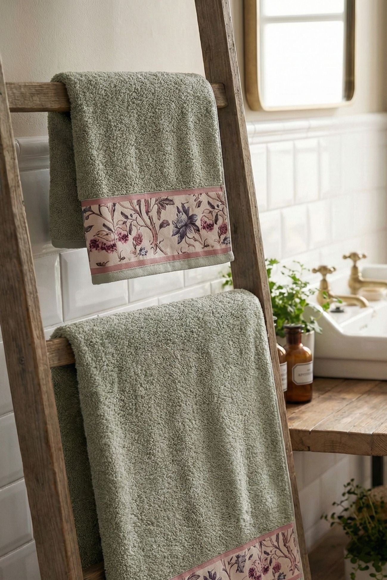 Mocha Mousse Coppia Asciugamani Verde