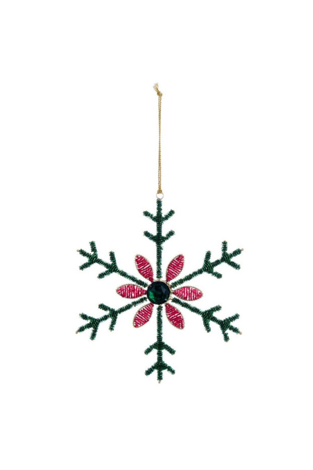 Casa Delle Feste Ciondolo Fiocco Neve Centro Verde Scuro