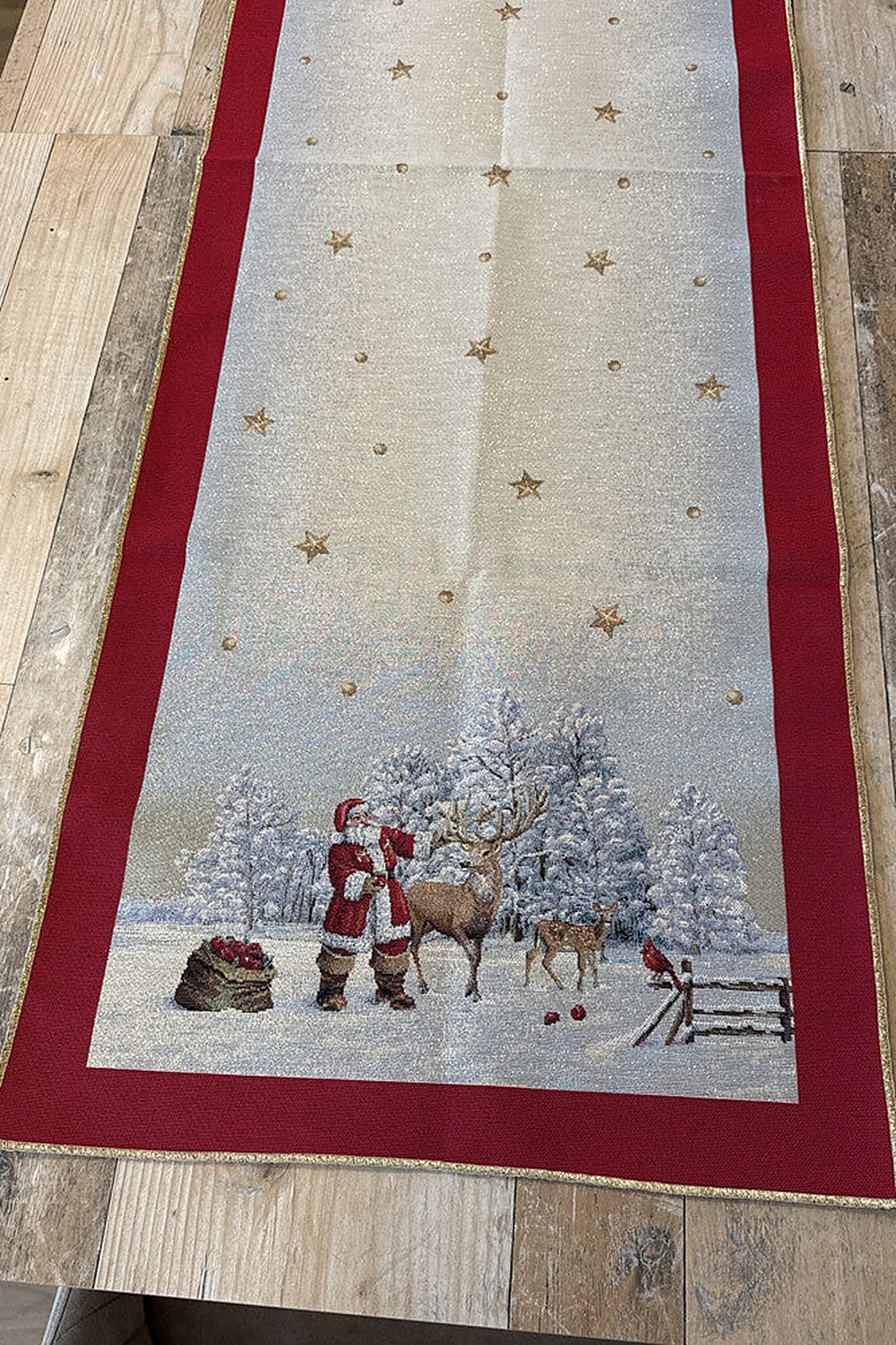 Babbo Natale e il Cervo Runner Gobelin 47x140