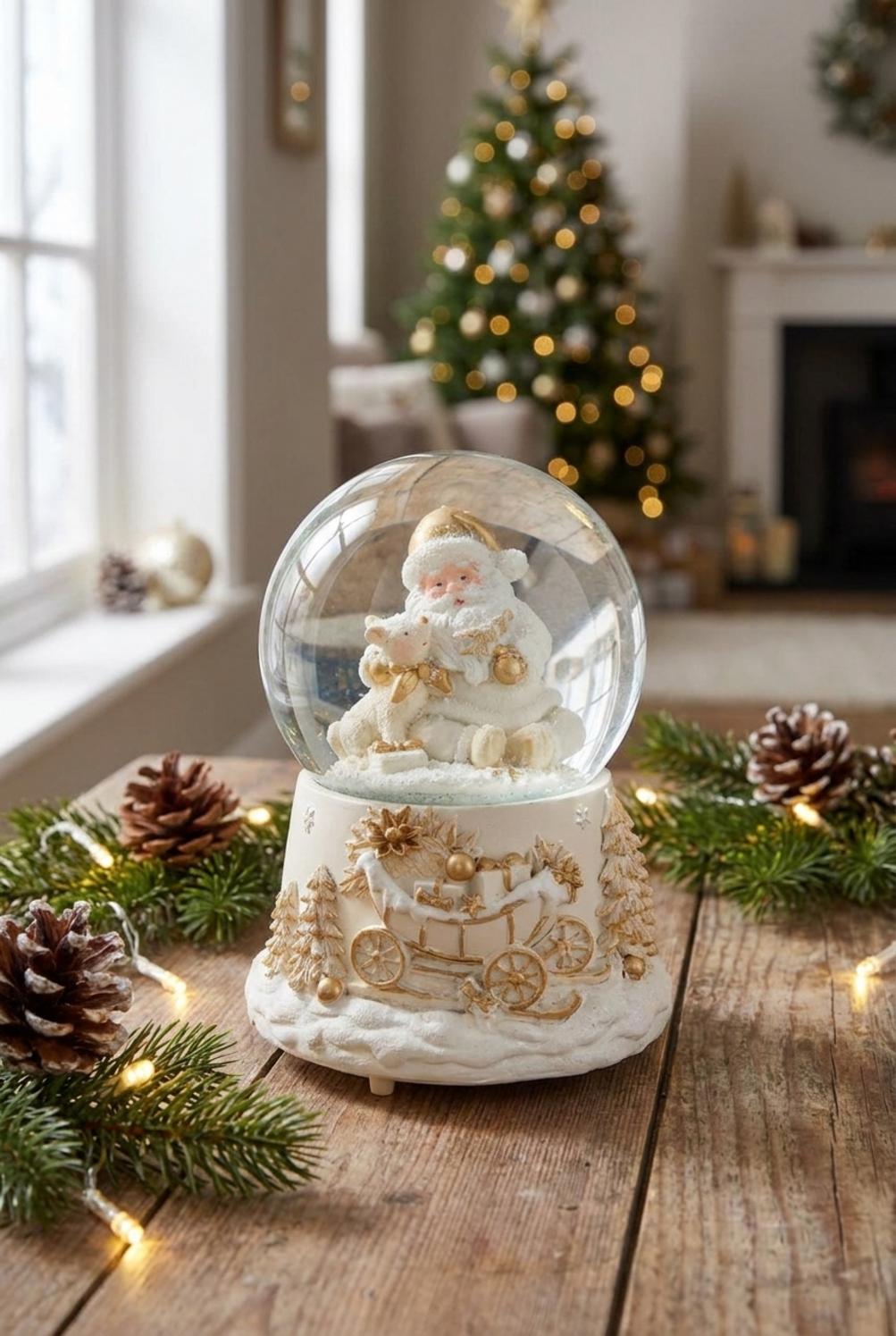 Prestige Carillon Palla Di Neve Babbo Natale Con Renna