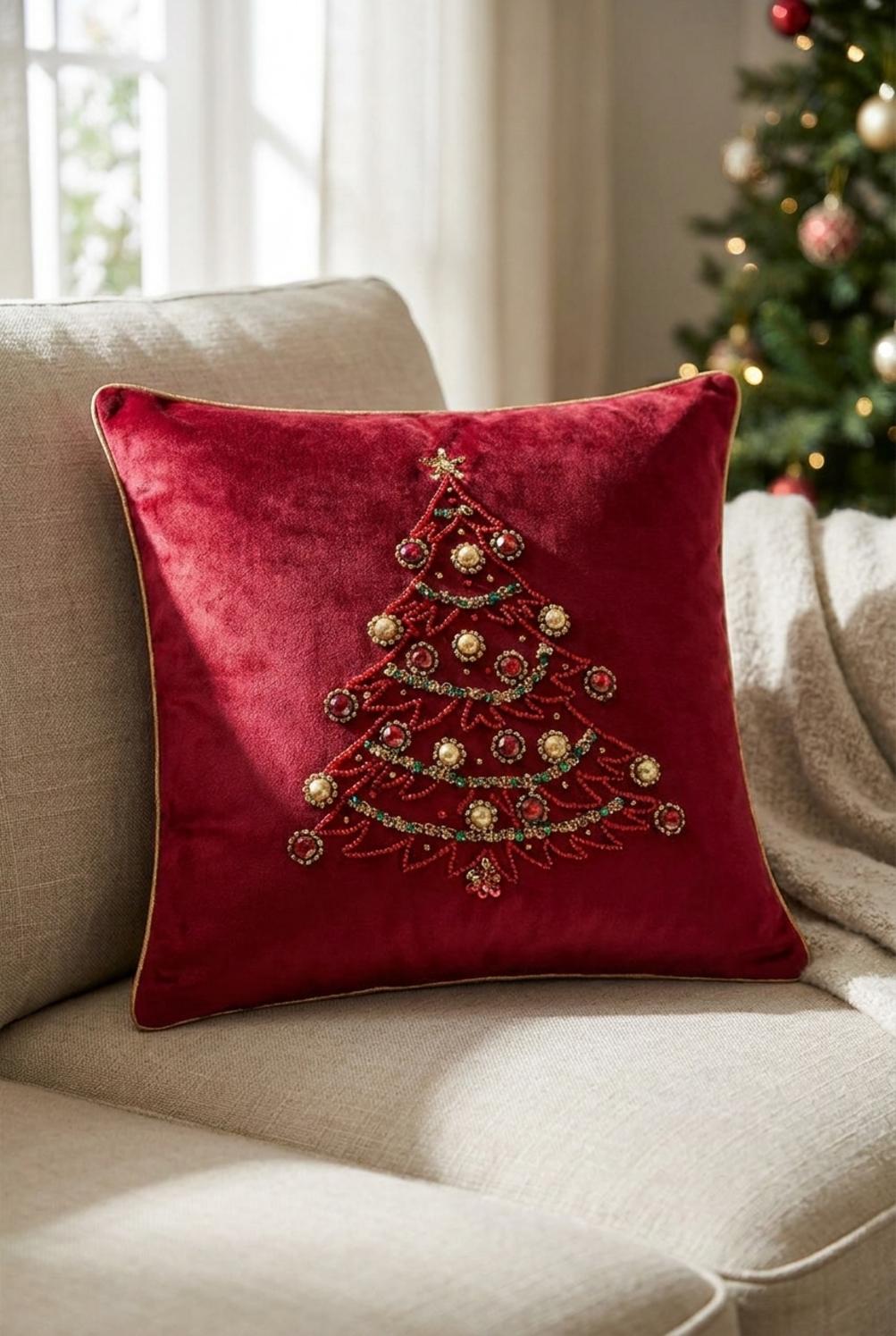 Diamond Cuscino Quadrato Rosso