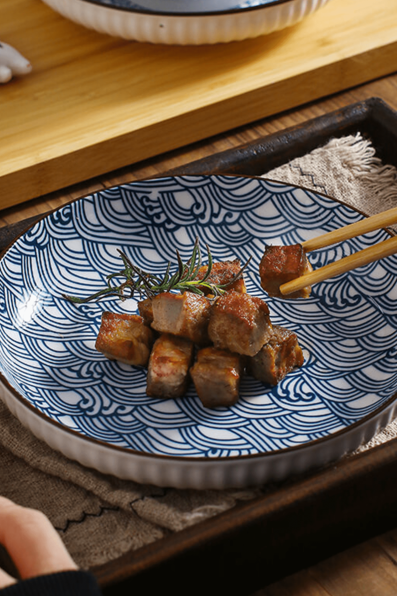 Antiope Design Kishi Marine - Piatto fondo in porcellana in stile orientale