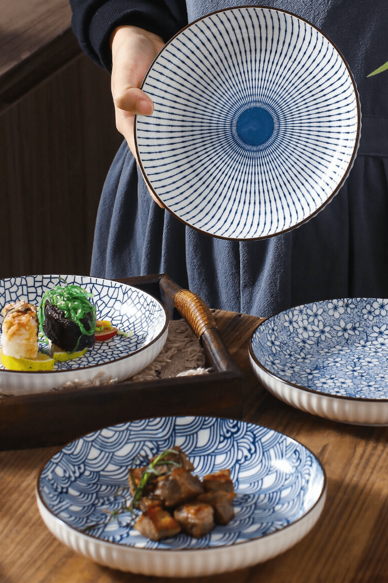 Antiope Design Kishi Sun - Piatto fondo in porcellana in stile orientale