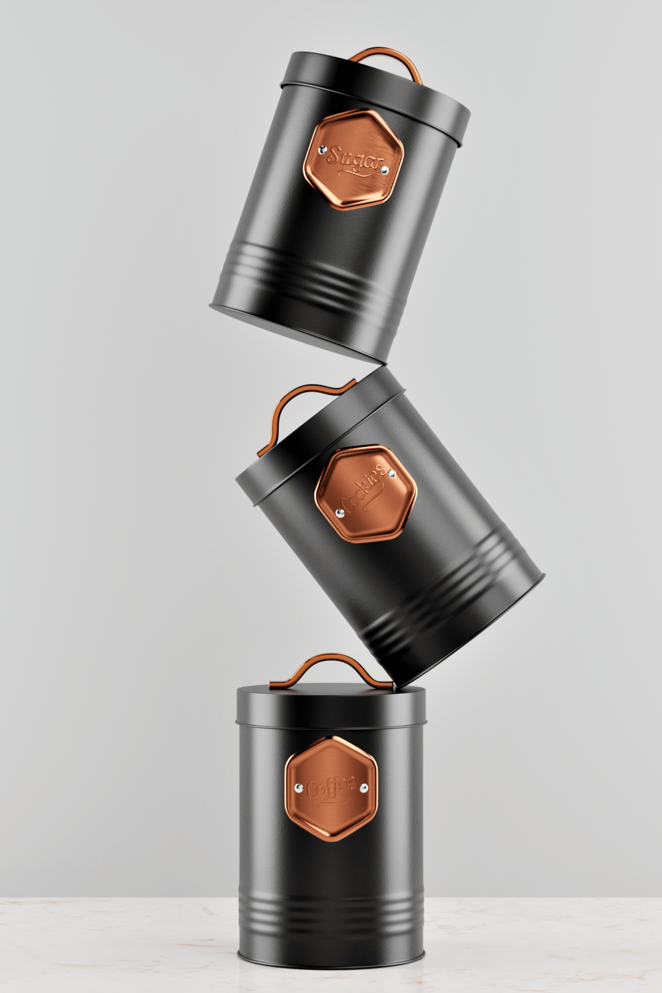 Antiope Design Nancy Barattoli in latta con targhetta - Zucchero, Caffè & Biscotti