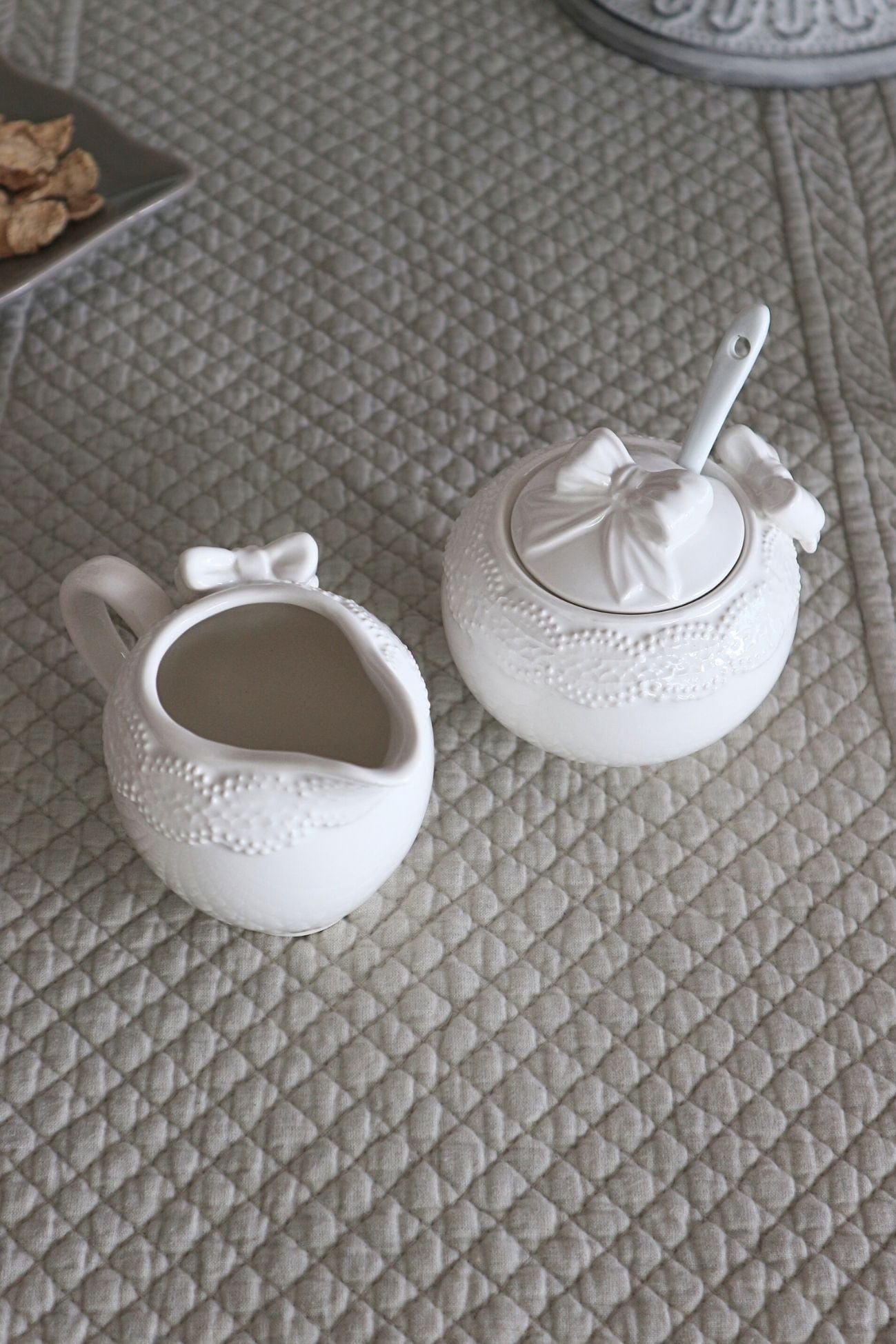 Blanc MariClo' Flocon Flocon - Flocon - Lattiera e zuccheriera in ceramica bianca | Blanc MariClo'