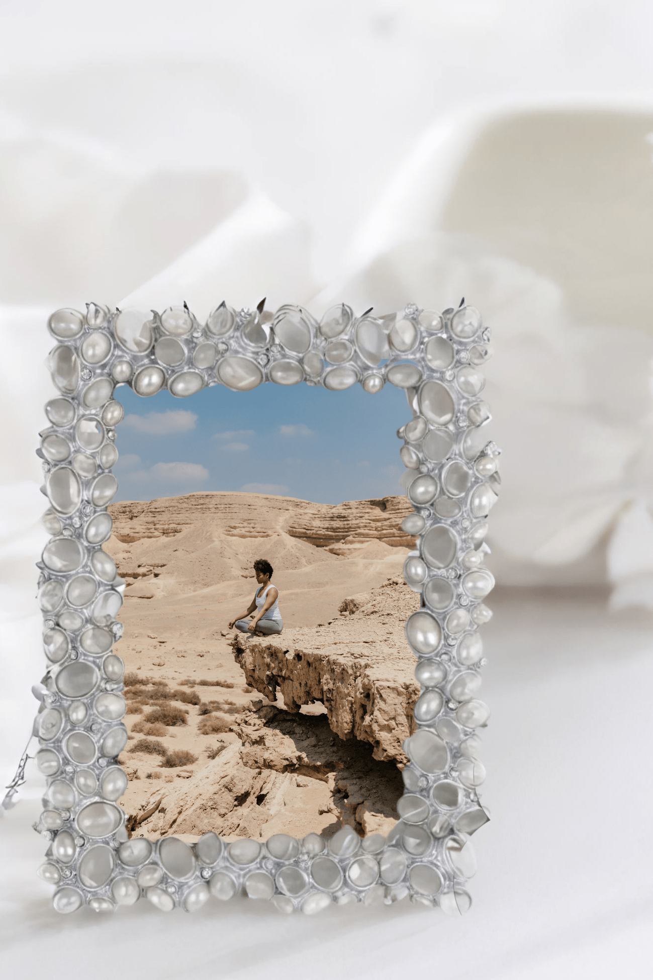 Blanc MariClo' Gipsoteca Gipsoteca - Cornice portafoto con perline