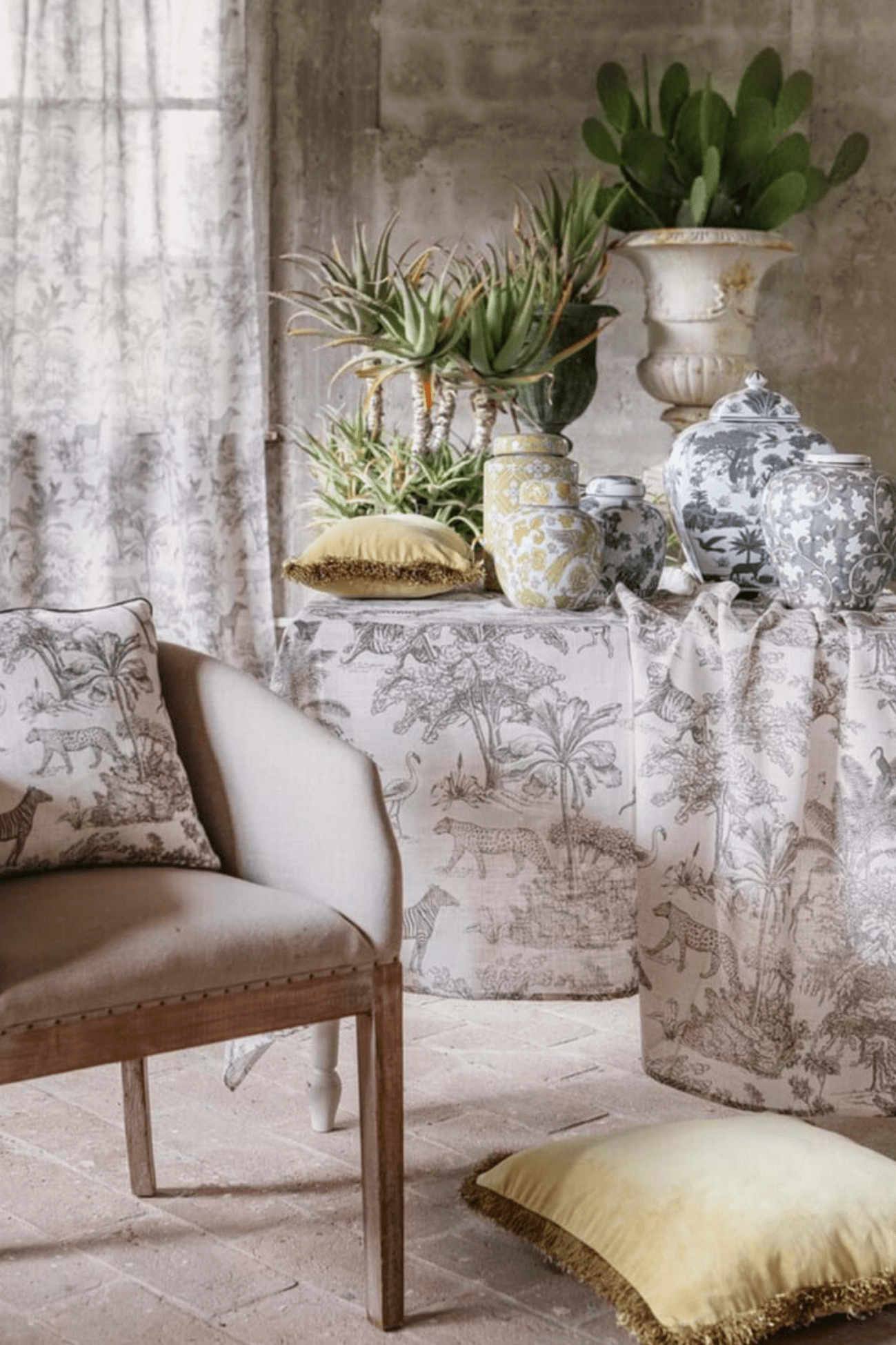 Blanc MariClo' Jungle Fever Jungle Fever - Copritutto in poliestere e lino in stile jungle 260x180