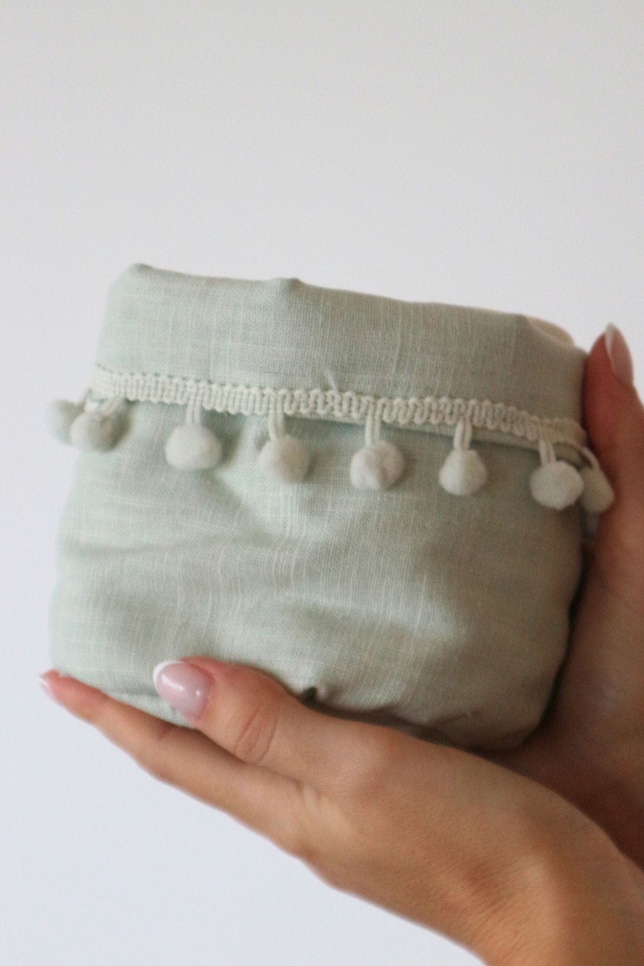 Blanc MariClo' Leuna Leuna - Cestino con 2 lavette in cotone verde | Blanc MariClo'