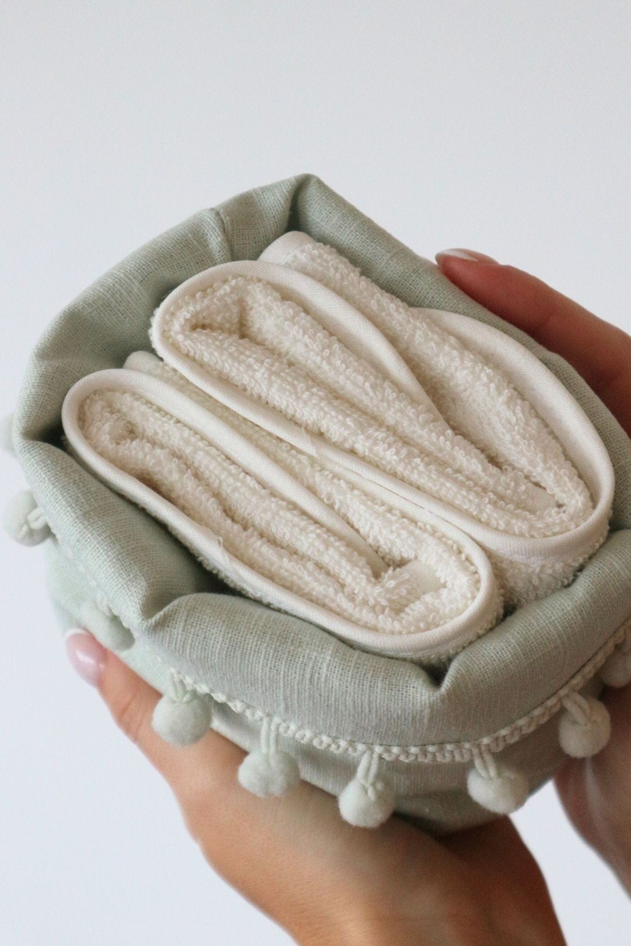 Blanc MariClo' Leuna Leuna - Cestino con 2 lavette in cotone verde | Blanc MariClo'