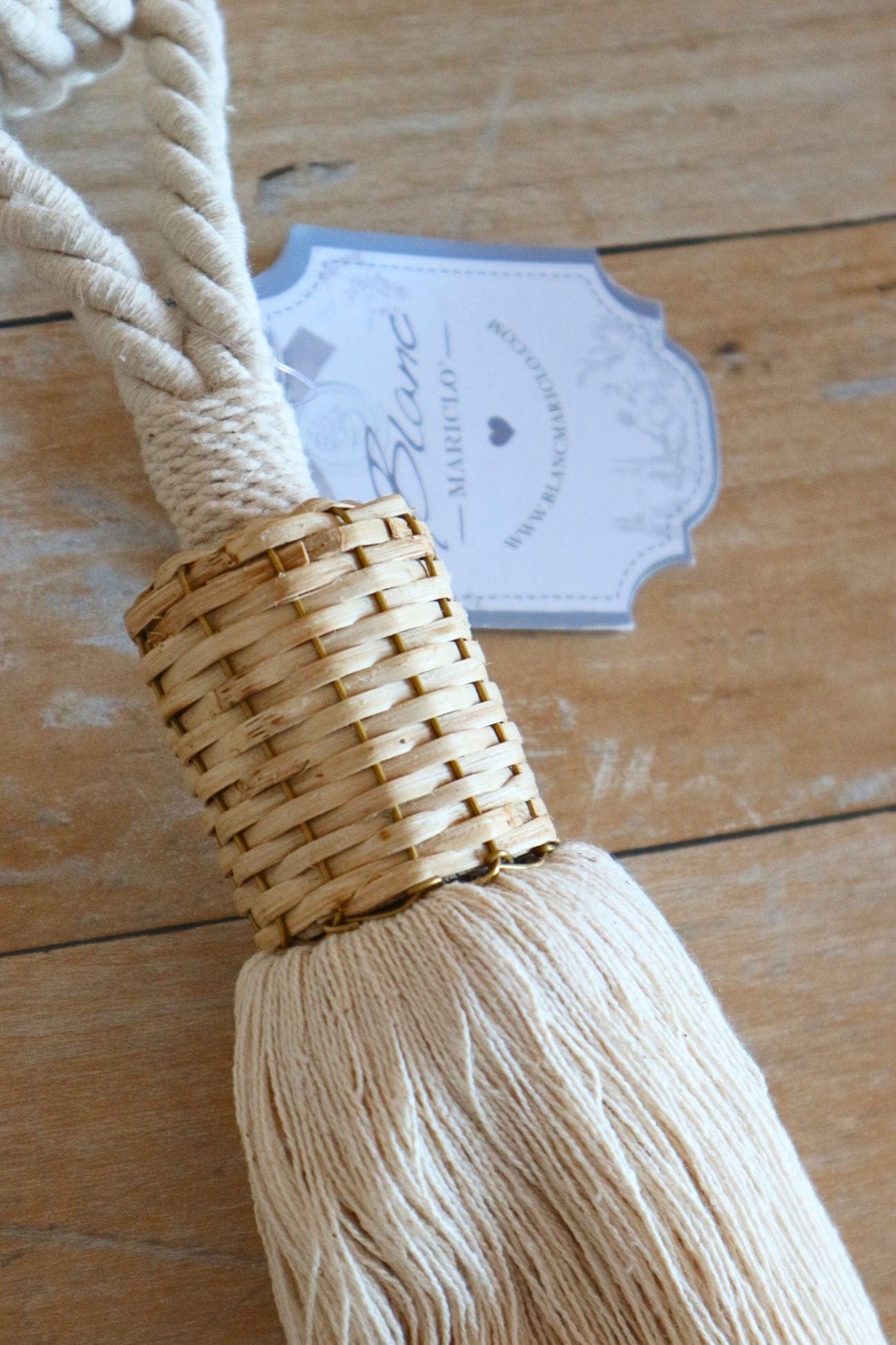 Blanc MariClo' Mizora Mizora - Embrasse in cotone e rattan 23 cm | Blanc MariClo'