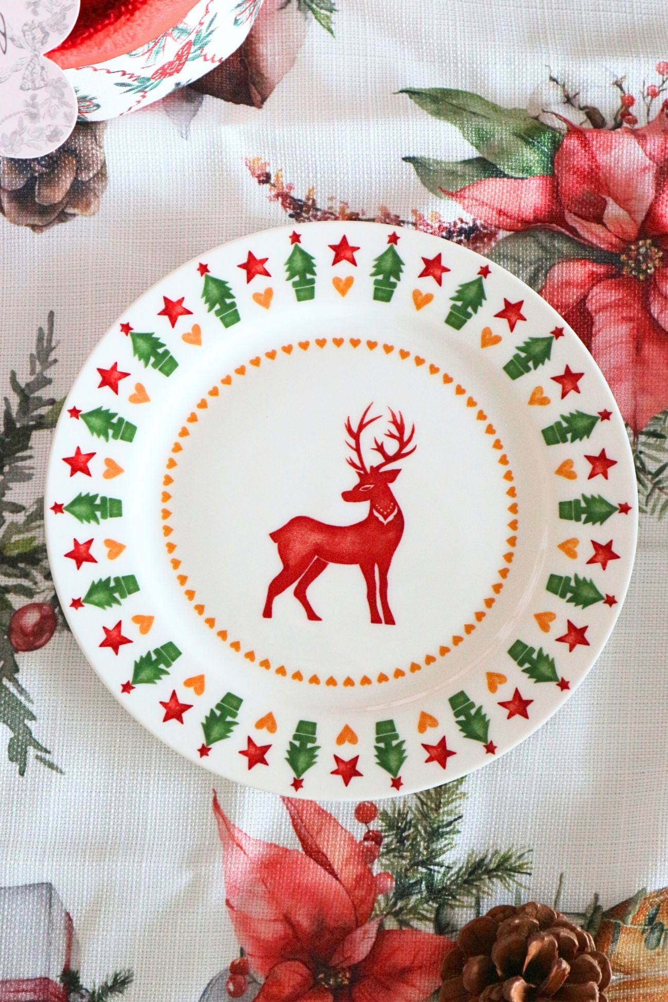 Blanc MariClo' Oh Holy Night Oh Holy Night - Piatto da frutta natalizio con renna e alberelli | Blanc MariClo'