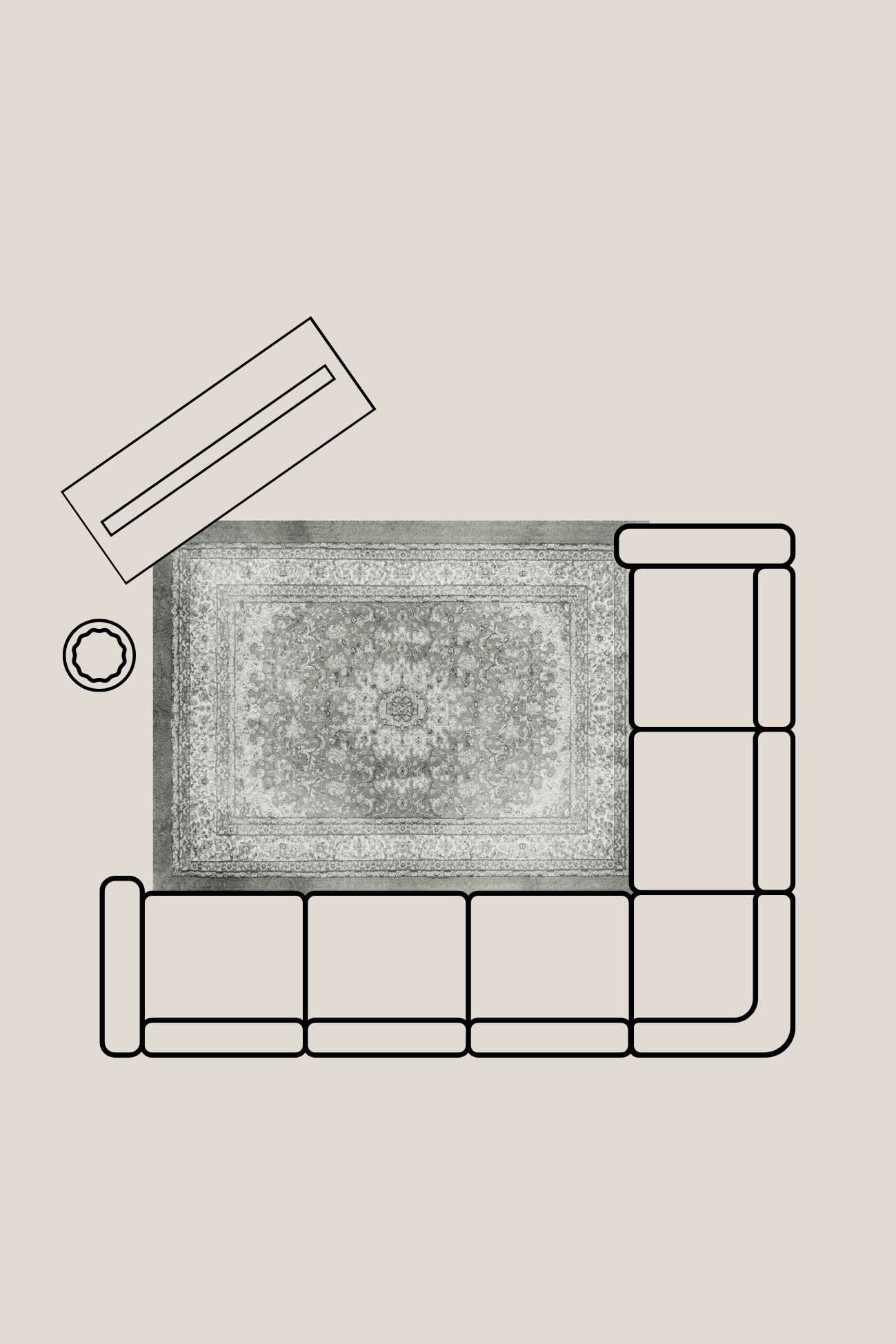 Blanc MariClo' Persian Persian - Persian - Tappeto elegante tortora stampato in acrilico e cotone 210x154 | Blanc MariClo'