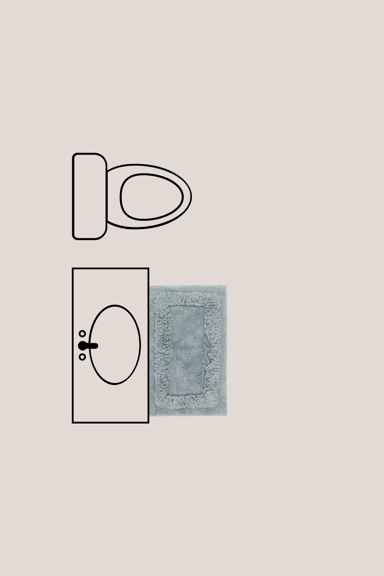 Blanc MariClo' Phoebe Phoebe - Phoebe - Tappeto in cotone con doppia cornice azzurro 90x60 | Blanc MariClo'