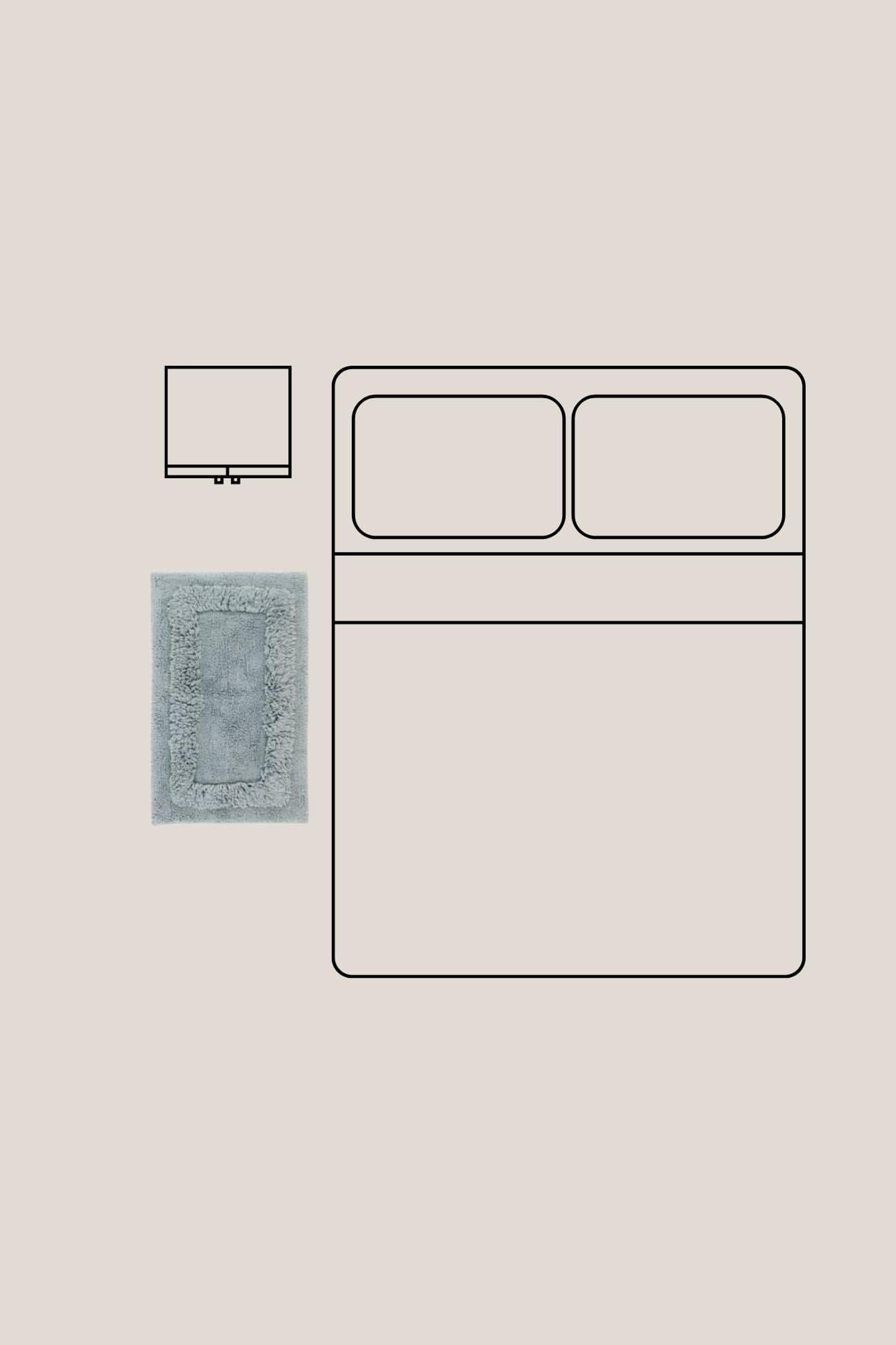 Blanc MariClo' Phoebe Phoebe - Phoebe - Tappeto in cotone con doppia cornice azzurro 90x60 | Blanc MariClo'