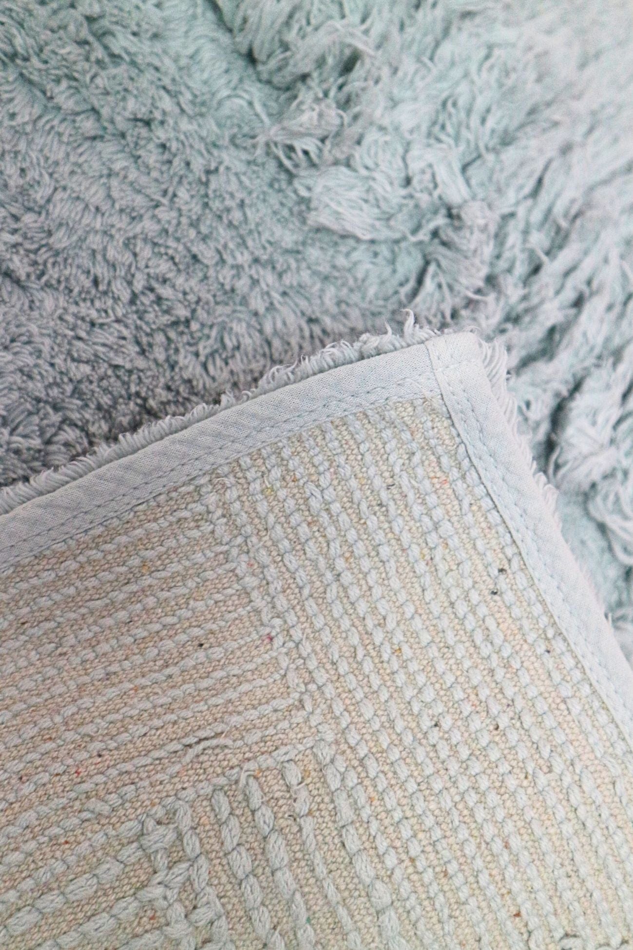 Blanc MariClo' Phoebe Phoebe - Phoebe - Tappeto in cotone con doppia cornice azzurro 90x60 | Blanc MariClo'