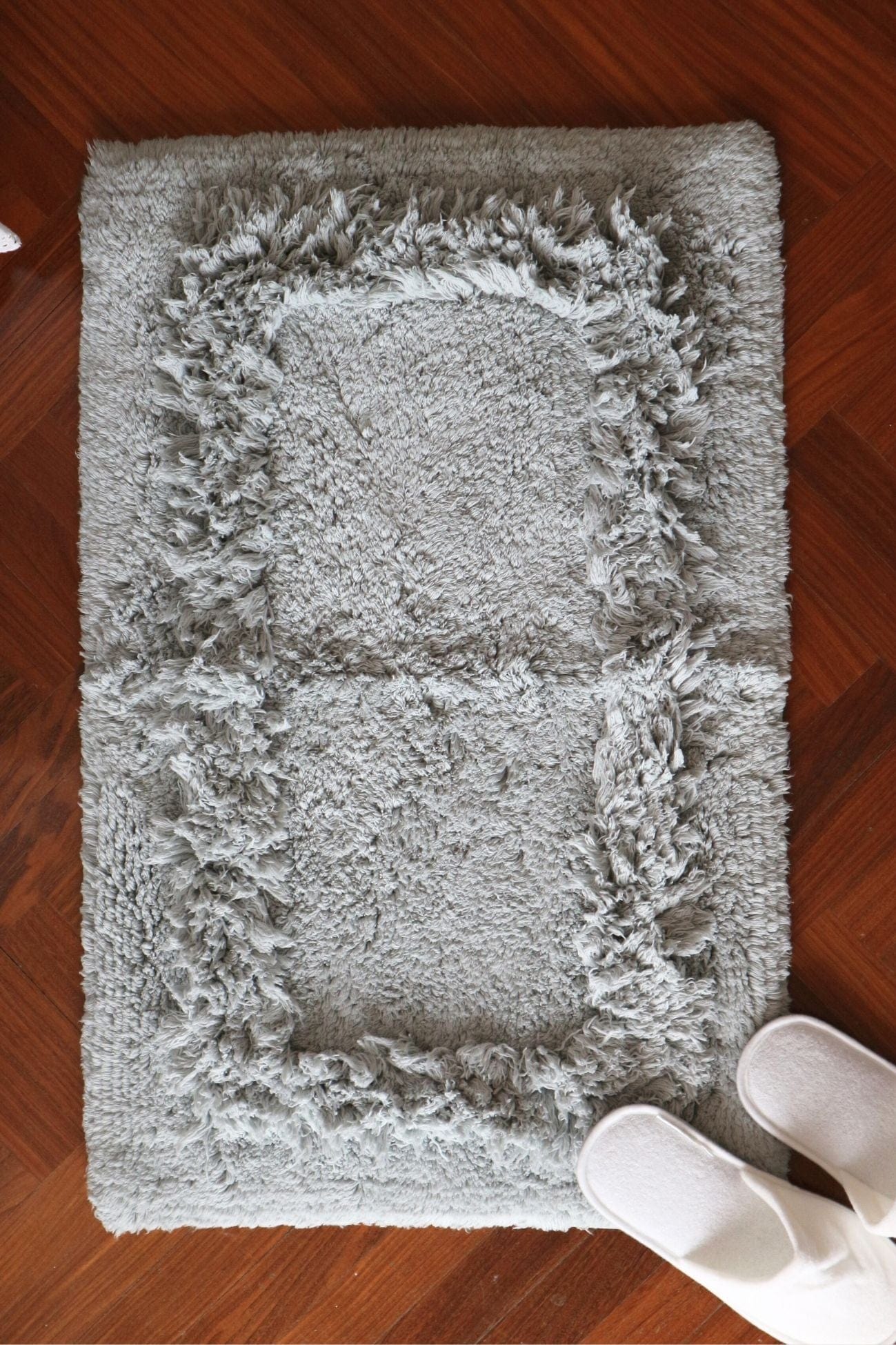 Blanc MariClo' Phoebe Phoebe - Phoebe - Tappeto in cotone con doppia cornice azzurro 90x60 | Blanc MariClo'