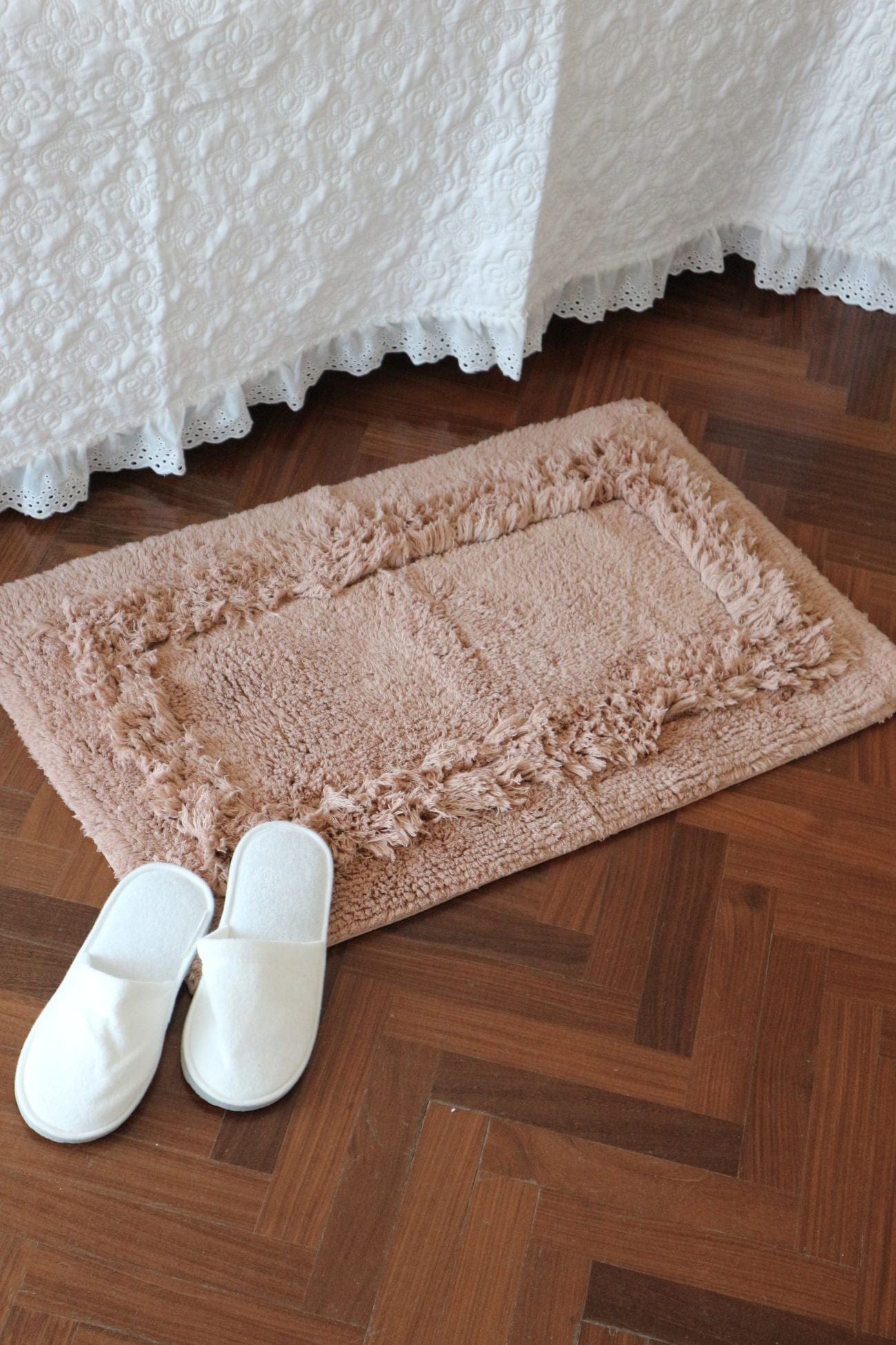 Blanc MariClo' Phoebe Phoebe - Phoebe - Tappeto in cotone con doppia cornice marrone 90x60 | Blanc MariClo'