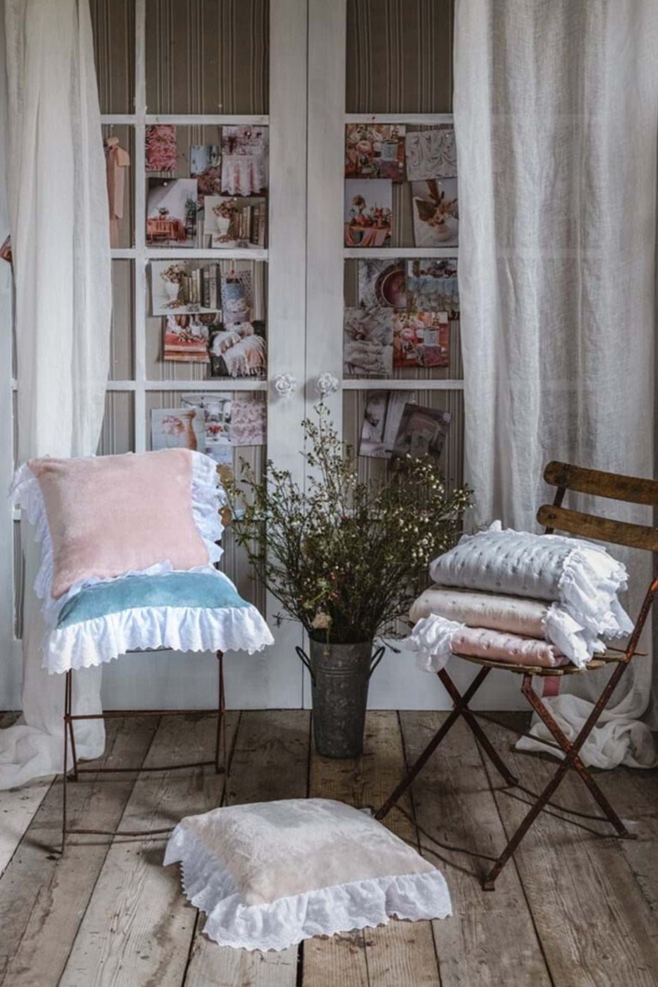 Blanc MariClo' Romantic Frill Romantic Frill - Cuscino rosa antico con gala in sangallo 45x45 | Blanc MariClo'