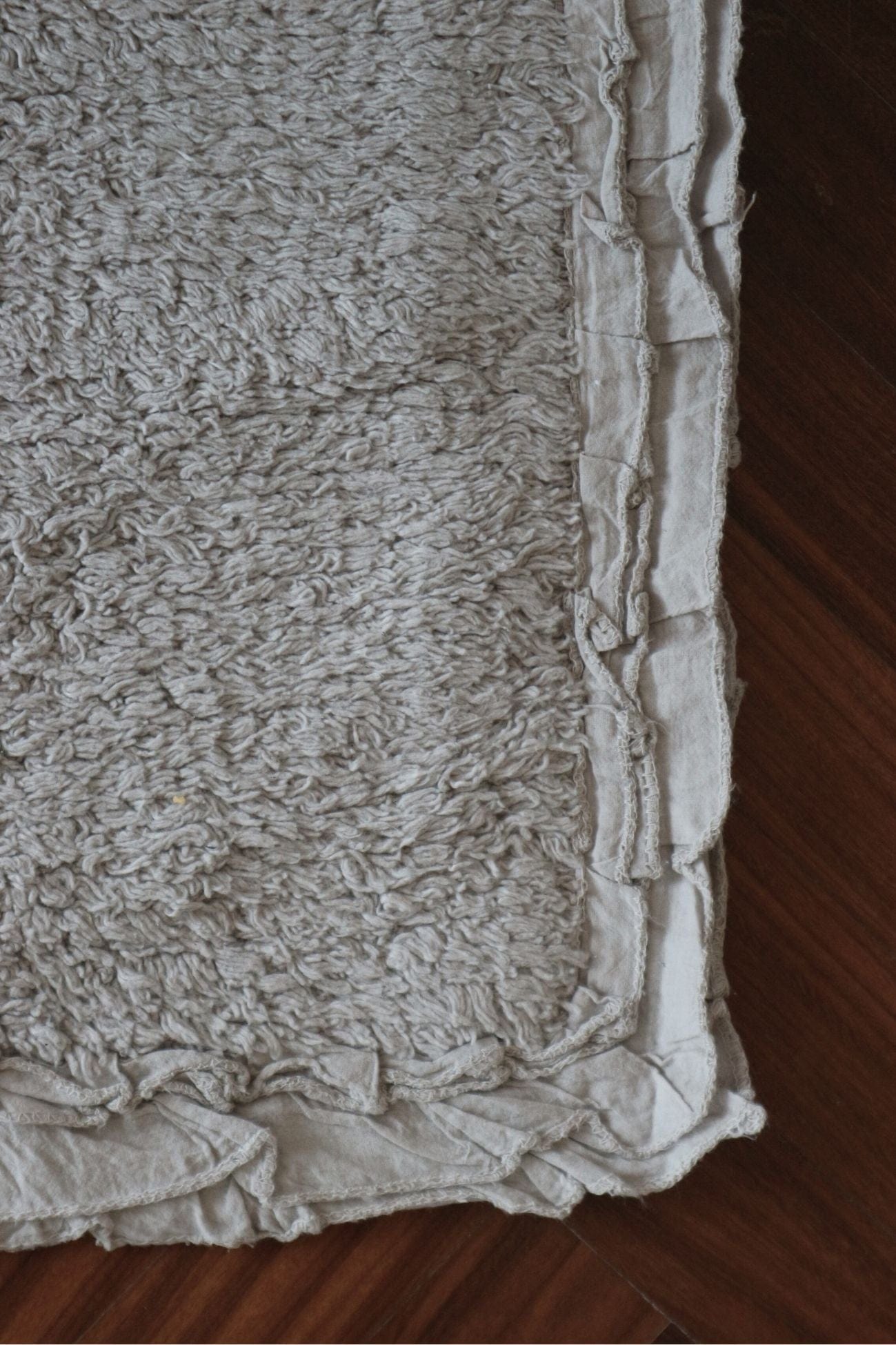 Blanc MariClo' Rouches Rouches - Rouches - Tappetino con rouches rettangolare in cotone grigio 50x90 | Blanc MariClo'