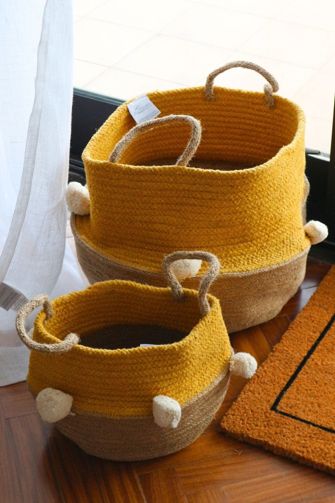 Blanc MariClo' Row Attitude Row Attitude - Row Attitude - Cesto in juta con pompons in stile boho | Blanc MariClo'