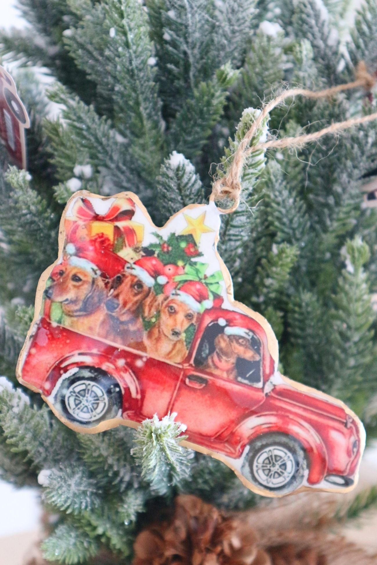 Blanc MariClo' Sonetti di Natale Sonetti di Natale - Ciondolo natalizio rosso in latta con cagnolini | Blanc MariClo'