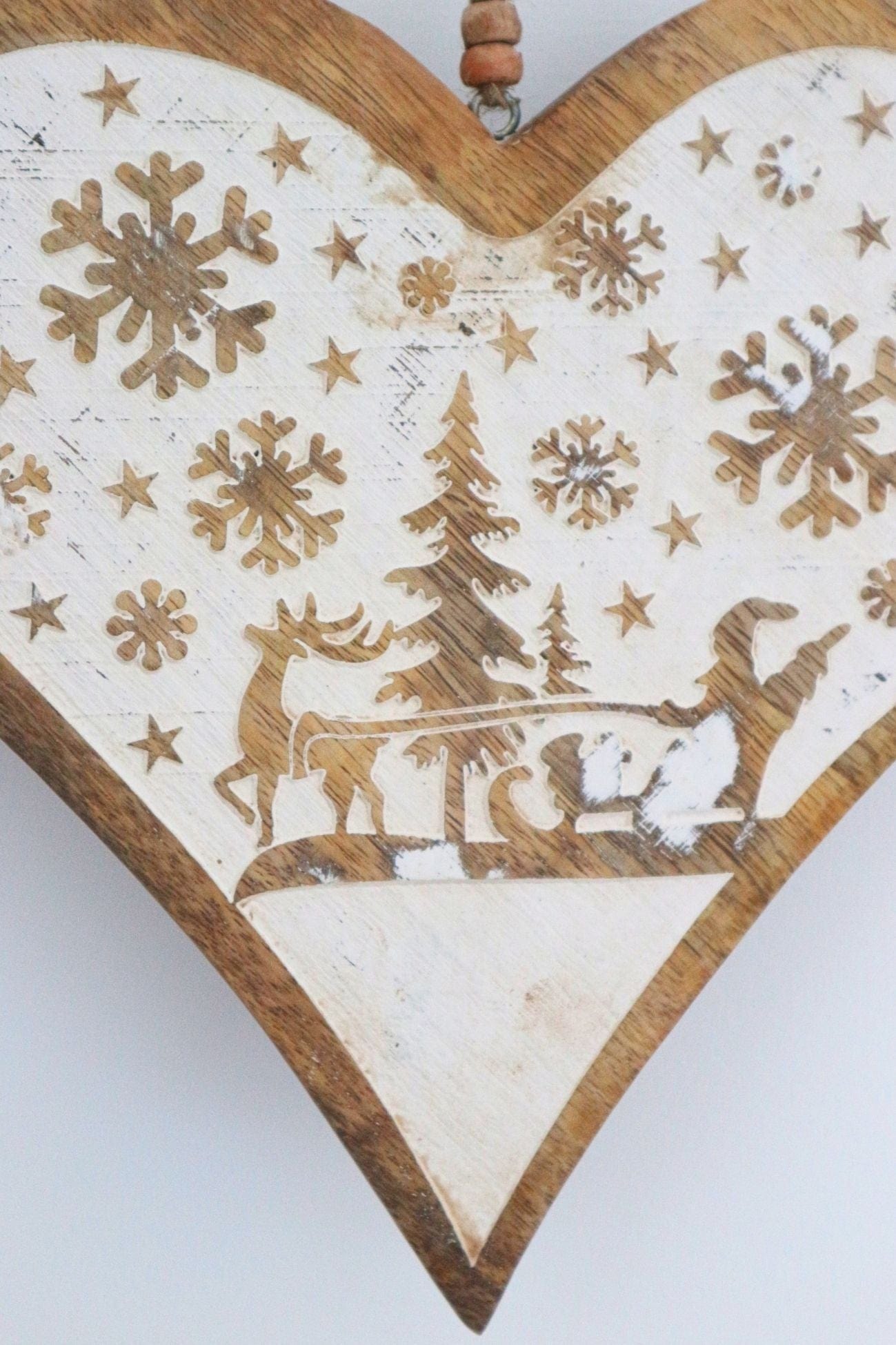 Blanc MariClo' Storie di Cantastorie Storie di Cantastorie - Ciondolo natalizio a forma di cuore in legno | Blanc MariClo'