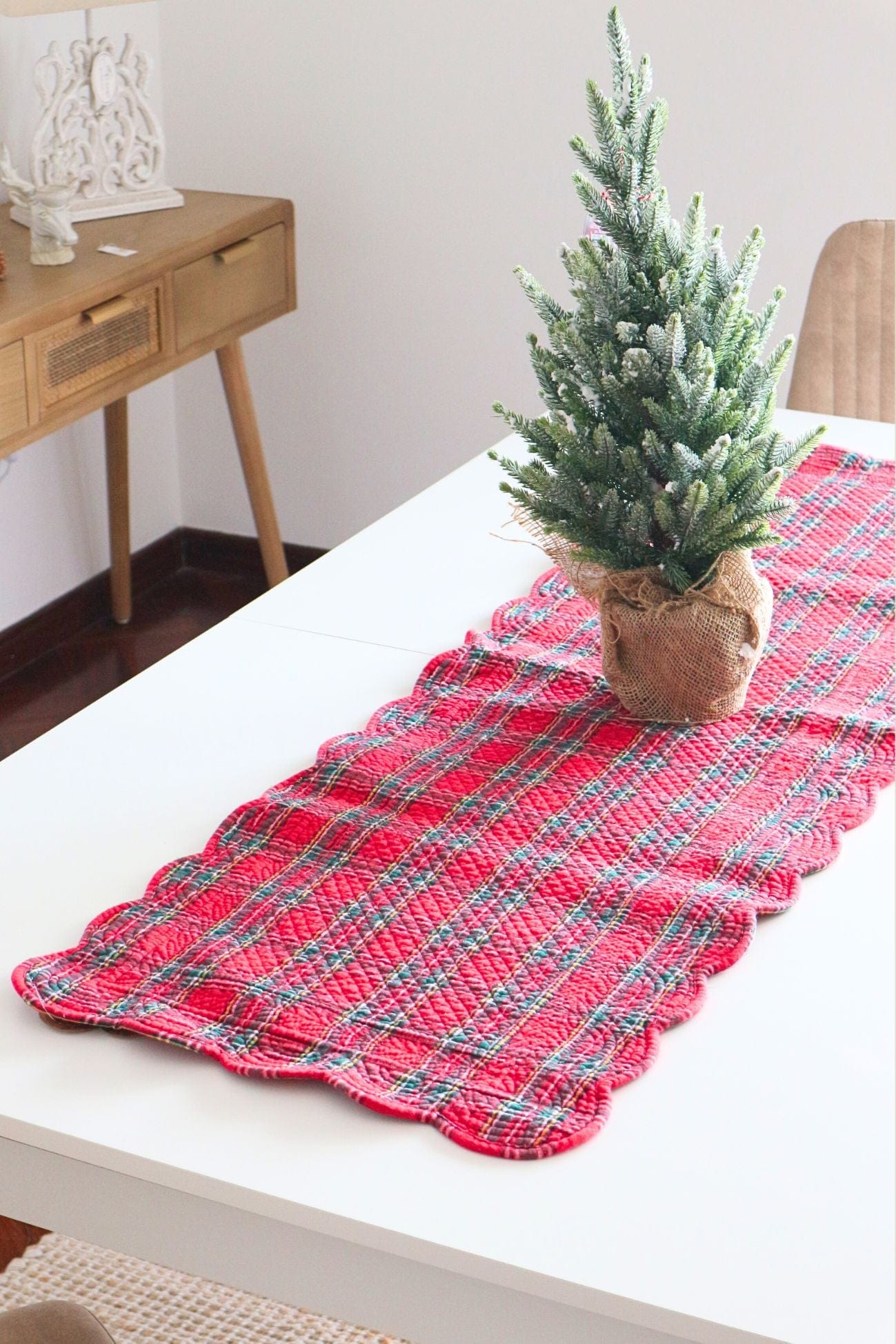 Blanc MariClo' Tartan Tartan - Runner in cotone con fantasia tartan 140x45 | Blanc MariClo'