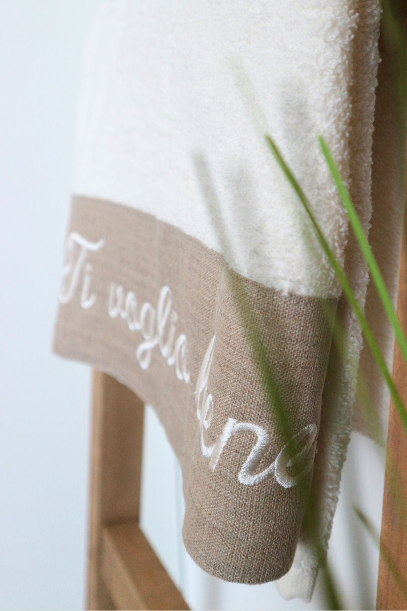 Blanc MariClo' Ti Voglio Bene Ti Voglio Bene - Coppia asciugamano viso e ospite in cotone con balza beige | Blanc MariClo'