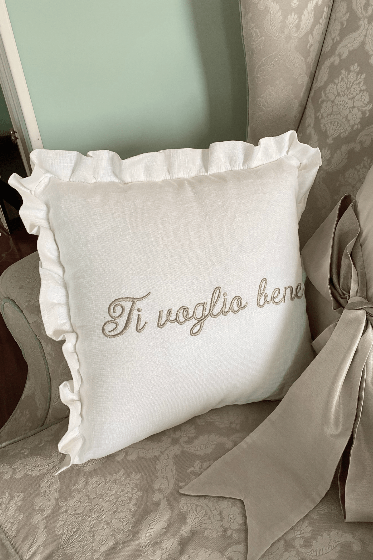 Blanc MariClo' Ti Voglio Bene Ti Voglio Bene - Ti Voglio Bene - Cuscino arredo imbottito in cotone con gala | Blanc MariClo'