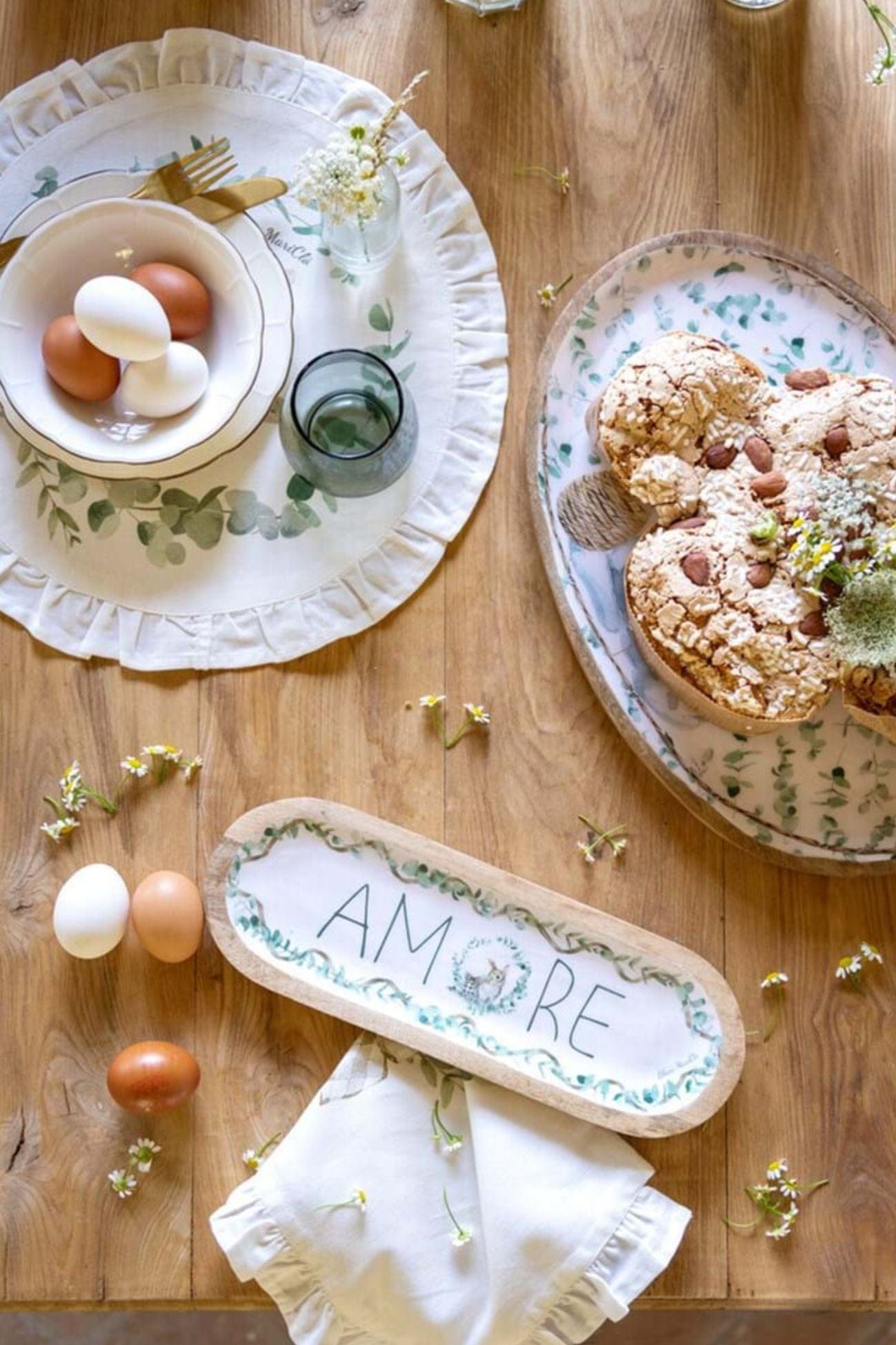 Blanc MariClo' Zerlina Zerlina - Vassoio pasquale in legno laccato all'interno con scritta Amore | Blanc MariClo'