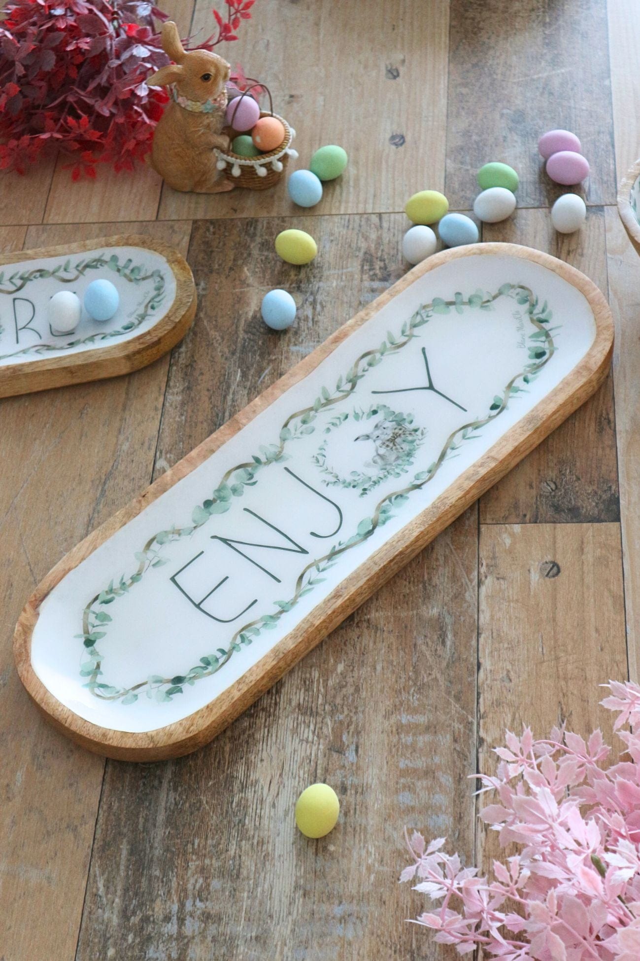 Blanc MariClo' Zerlina Zerlina - Vassoio pasquale in legno laccato all'interno con scritta Enjoy | Blanc MariClo'