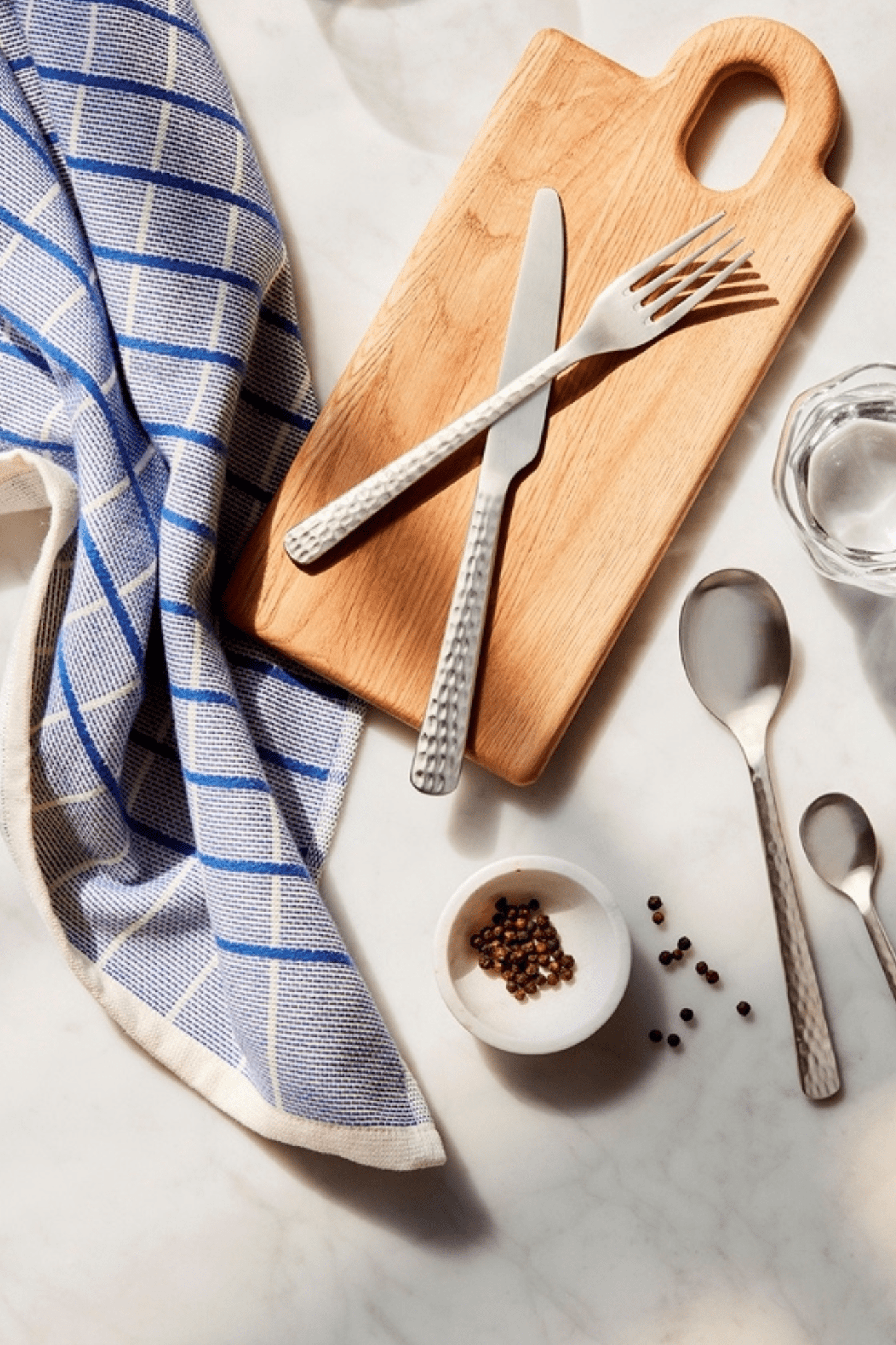 Broste Copenhagen Herman Strofinaccio azzurro a quadri in cotone