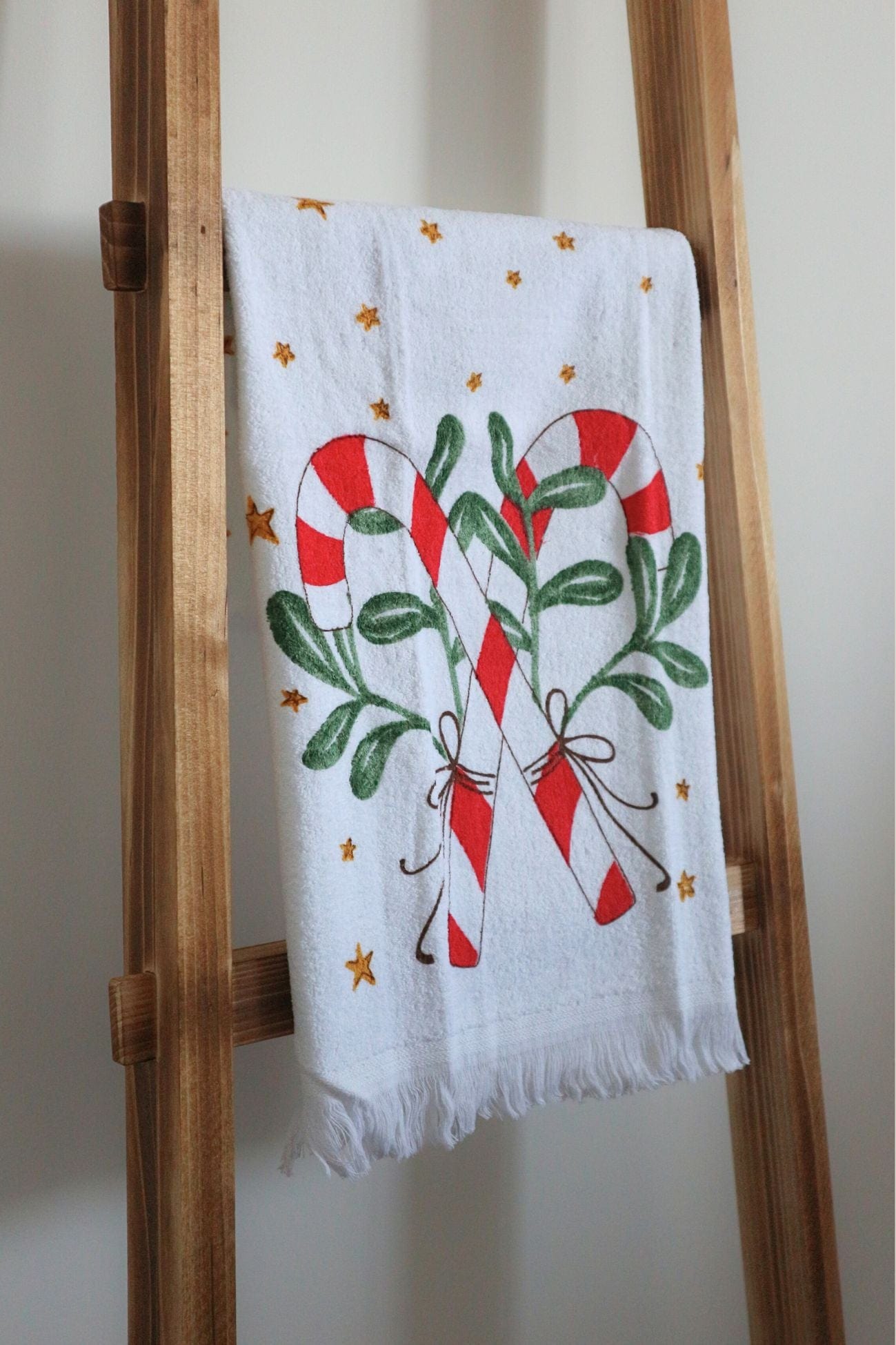 Clayre & Eef Jul Jul - Asciugamano ospiti in cotone con bastoncino di zucchero 60x44cm | Clayre & Eef