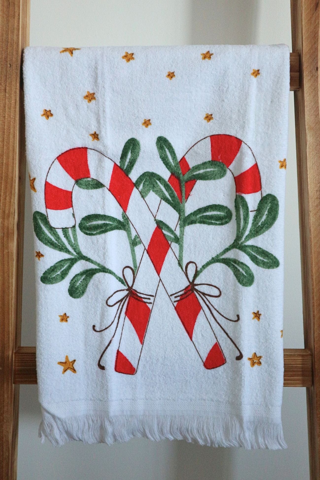 Clayre & Eef Jul Jul - Asciugamano ospiti in cotone con bastoncino di zucchero 60x44cm | Clayre & Eef