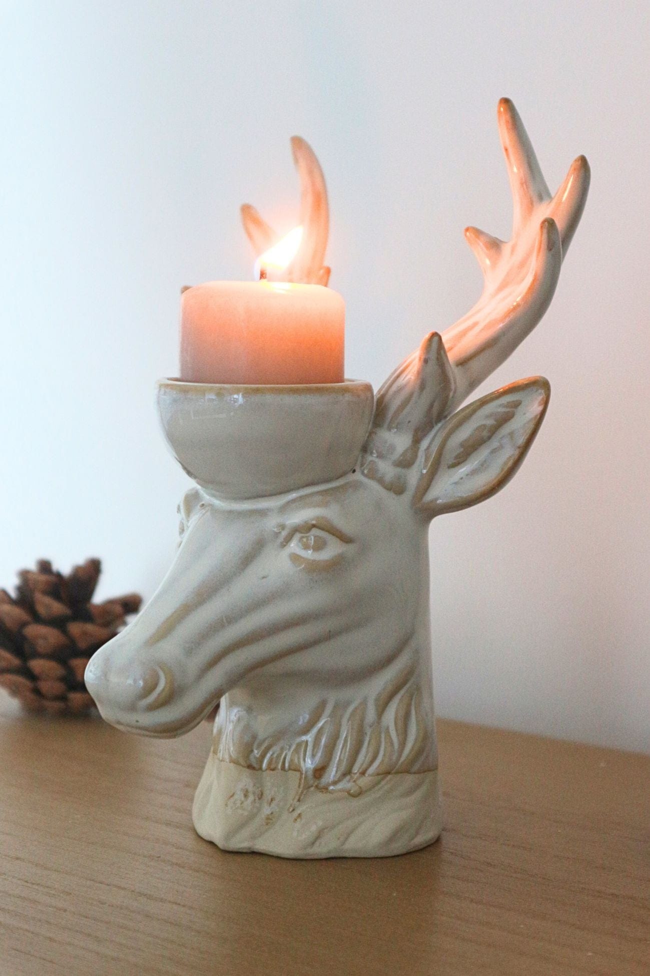 Clayre & Eef Ljus Ljus - Portacandela t-light in porcellana a forma di renna | Clayre & Eef