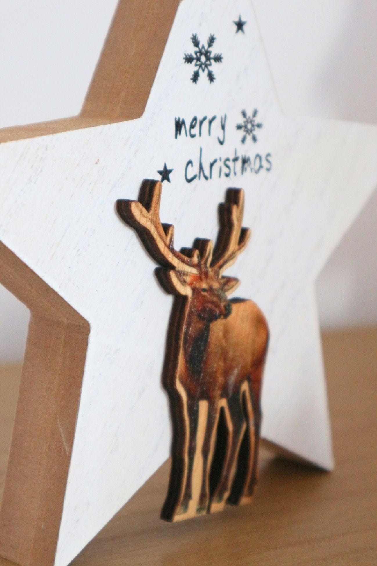 Clayre & Eef Merry Christmas Merry Christmas - Decorazione natalizia a stella in legno | Clayre & Eef