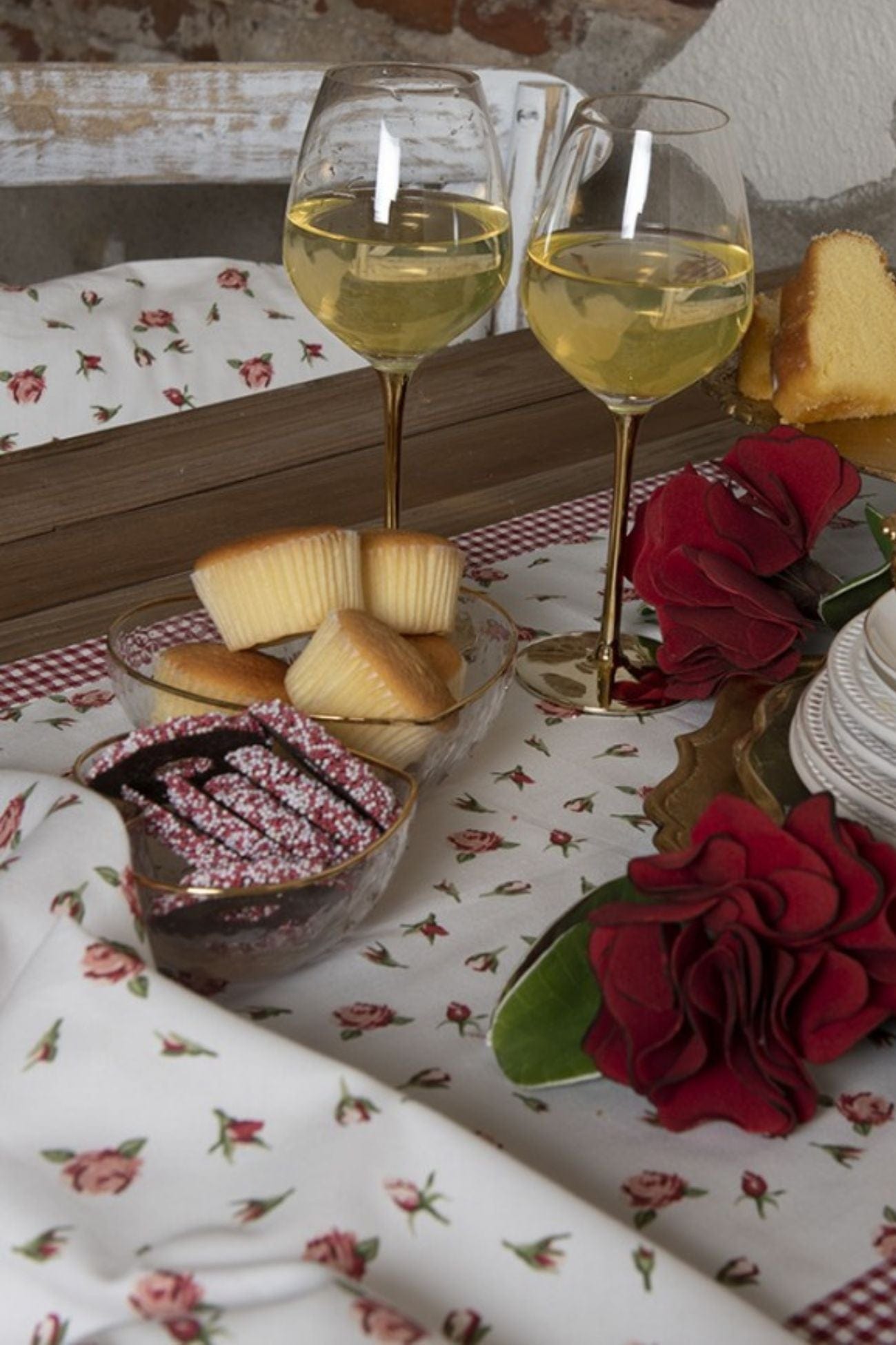 Clayre & Eef Romantic Roses Romantic Roses - Strofinaccio in cotone con motivo a quadri rosso e bianco| Clayre & Eef