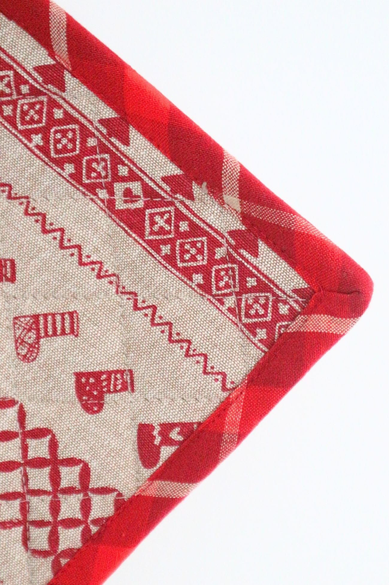 Clayre & Eef Sob Sob - Presina natalizia in cotone rosso e beige | Clayre & Eef