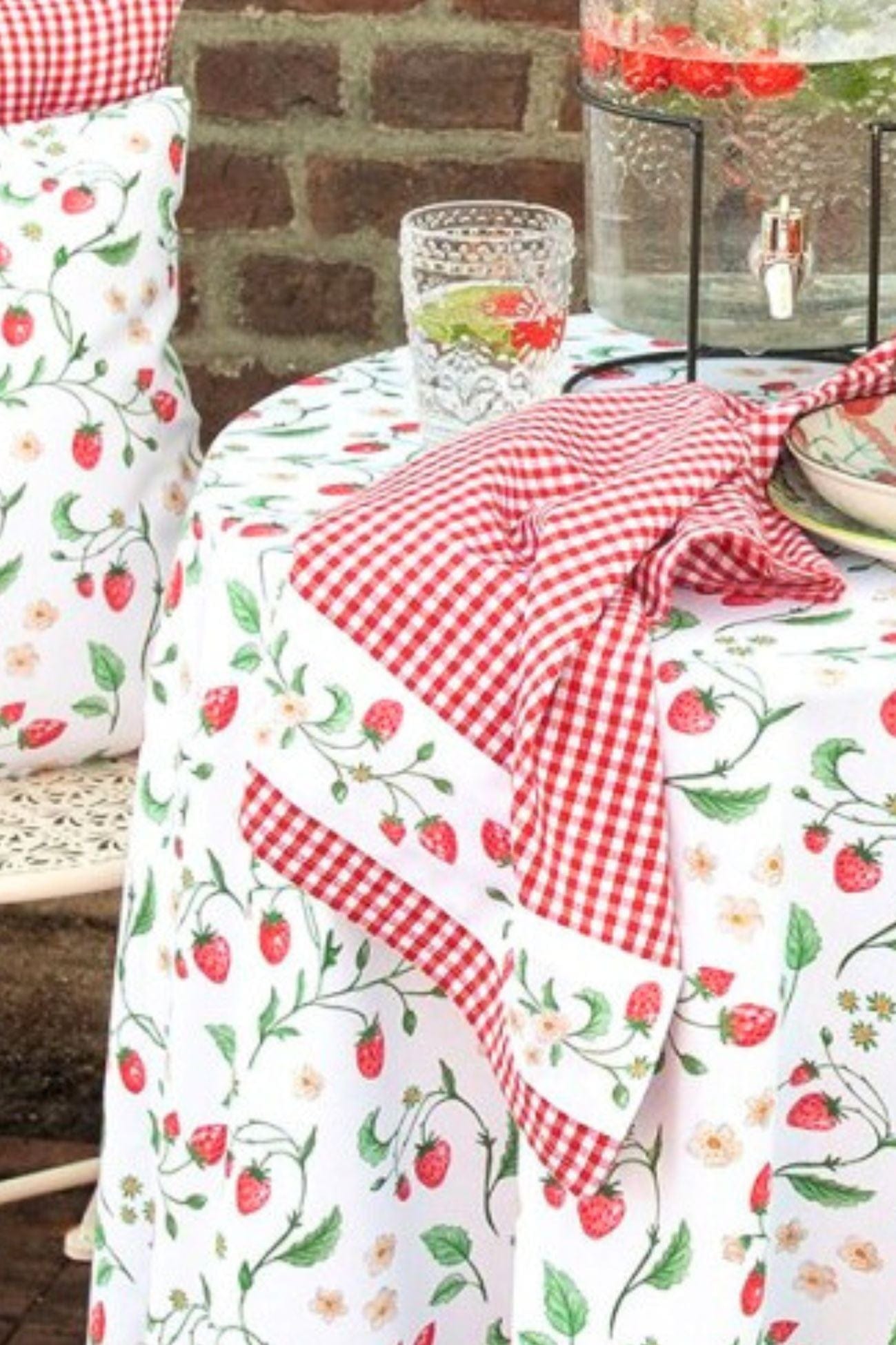 Clayre & Eef Strawberry Fields Vind - Strofinaccio in cotone beige con motivo floreale | Clayre & Eef