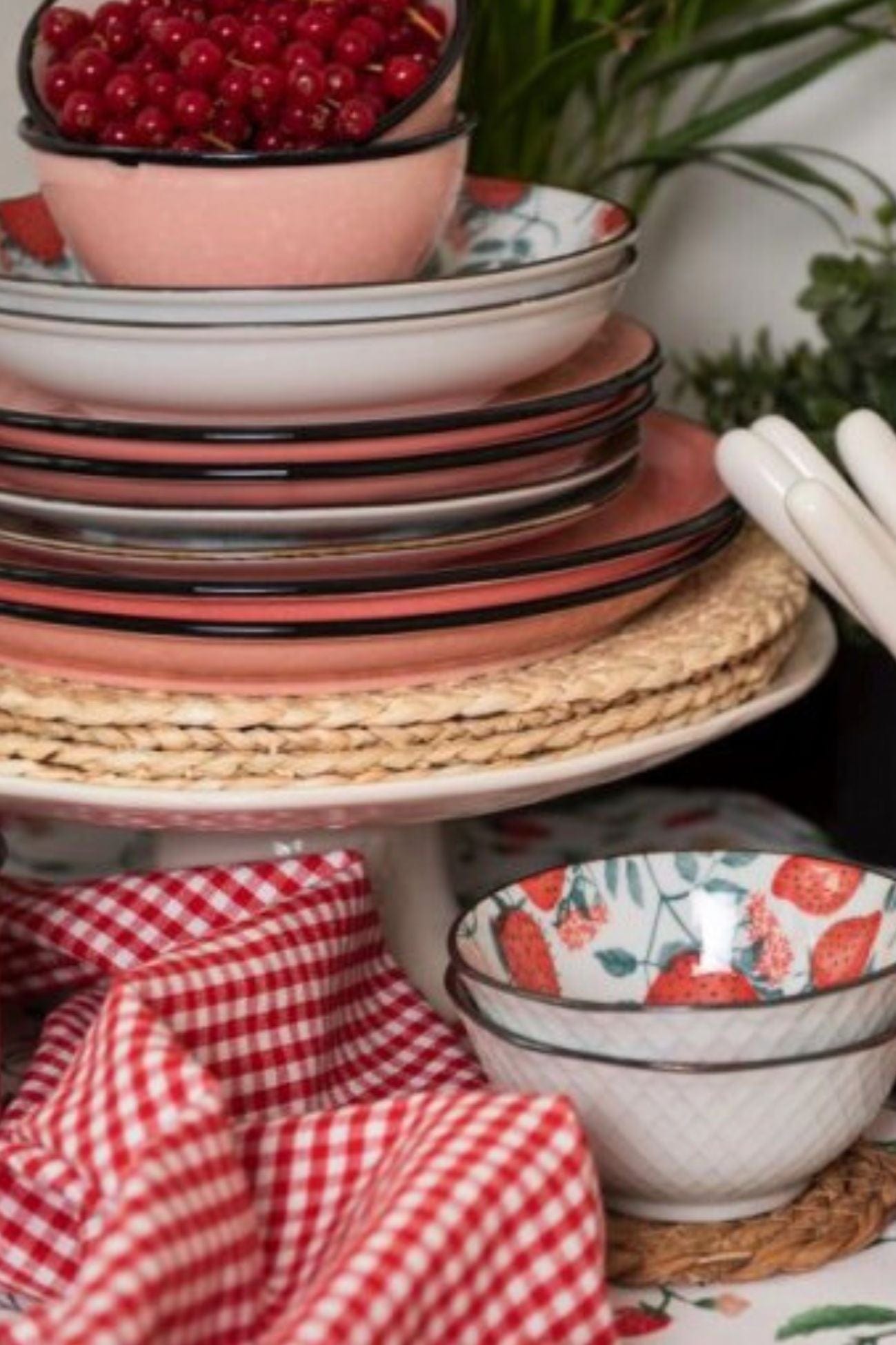 Clayre & Eef Strawberry Fields Vind - Strofinaccio in cotone beige con motivo floreale | Clayre & Eef