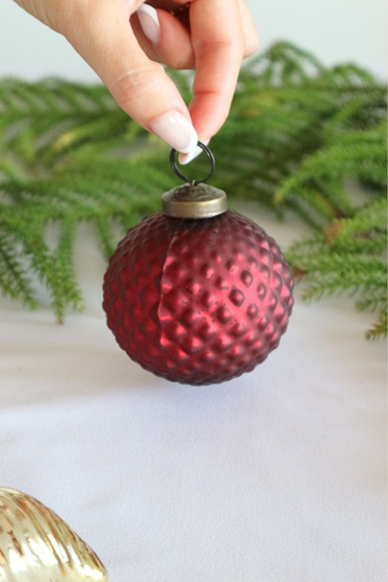 Clayre & Eef Tandy Tandy - Pallina natalizia rossa in vetro in stile vintage | Clayre & Eef