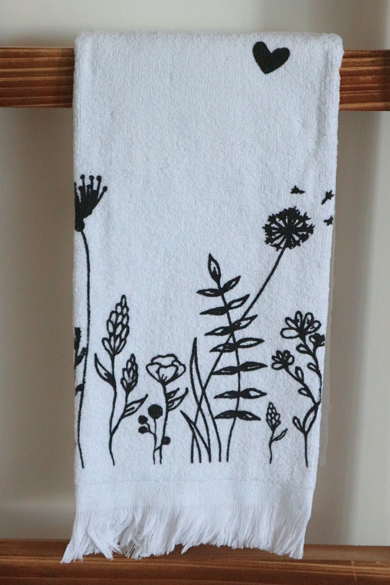 Clayre & Eef Vind Vind - Asciugamano ospiti in cotone con motivo floreale 66x40cm | Clayre & Eef